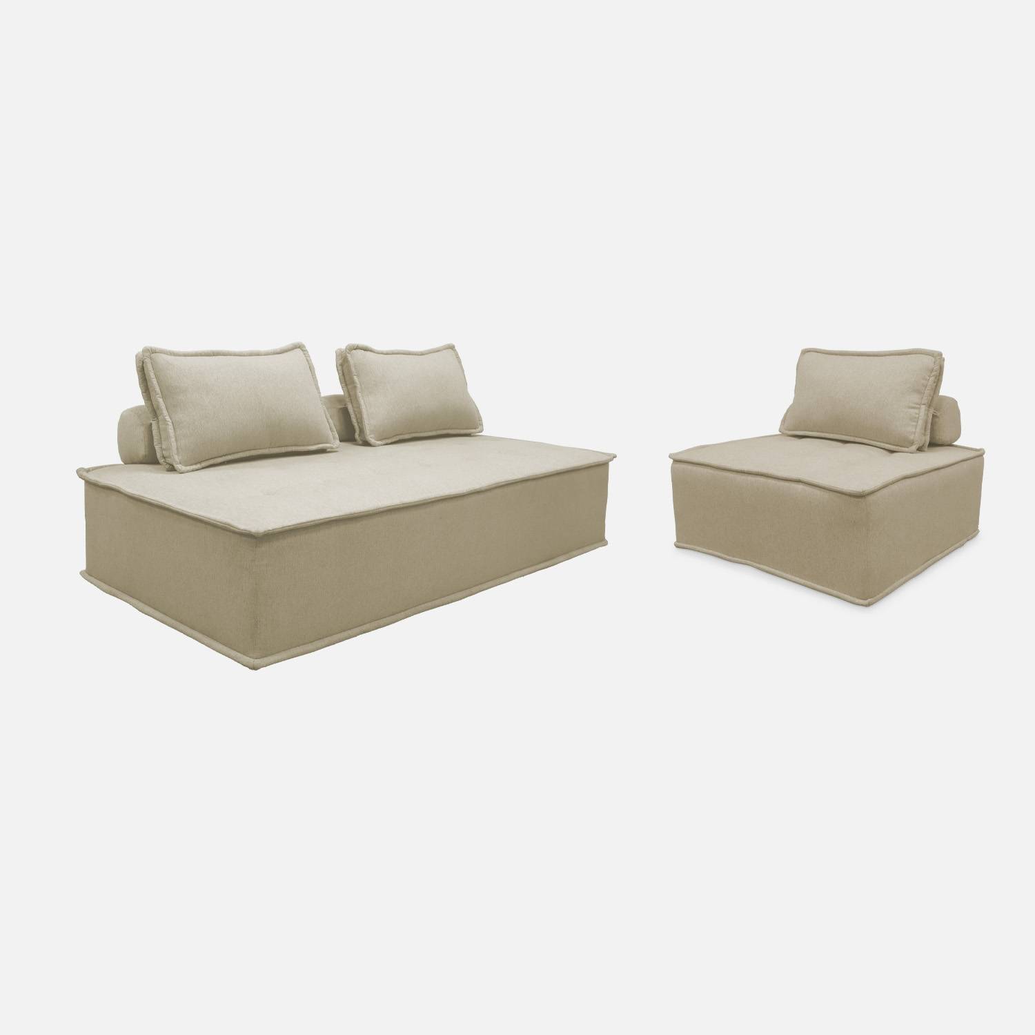 Dao fauteuil en 2-zitsbank in beige stof