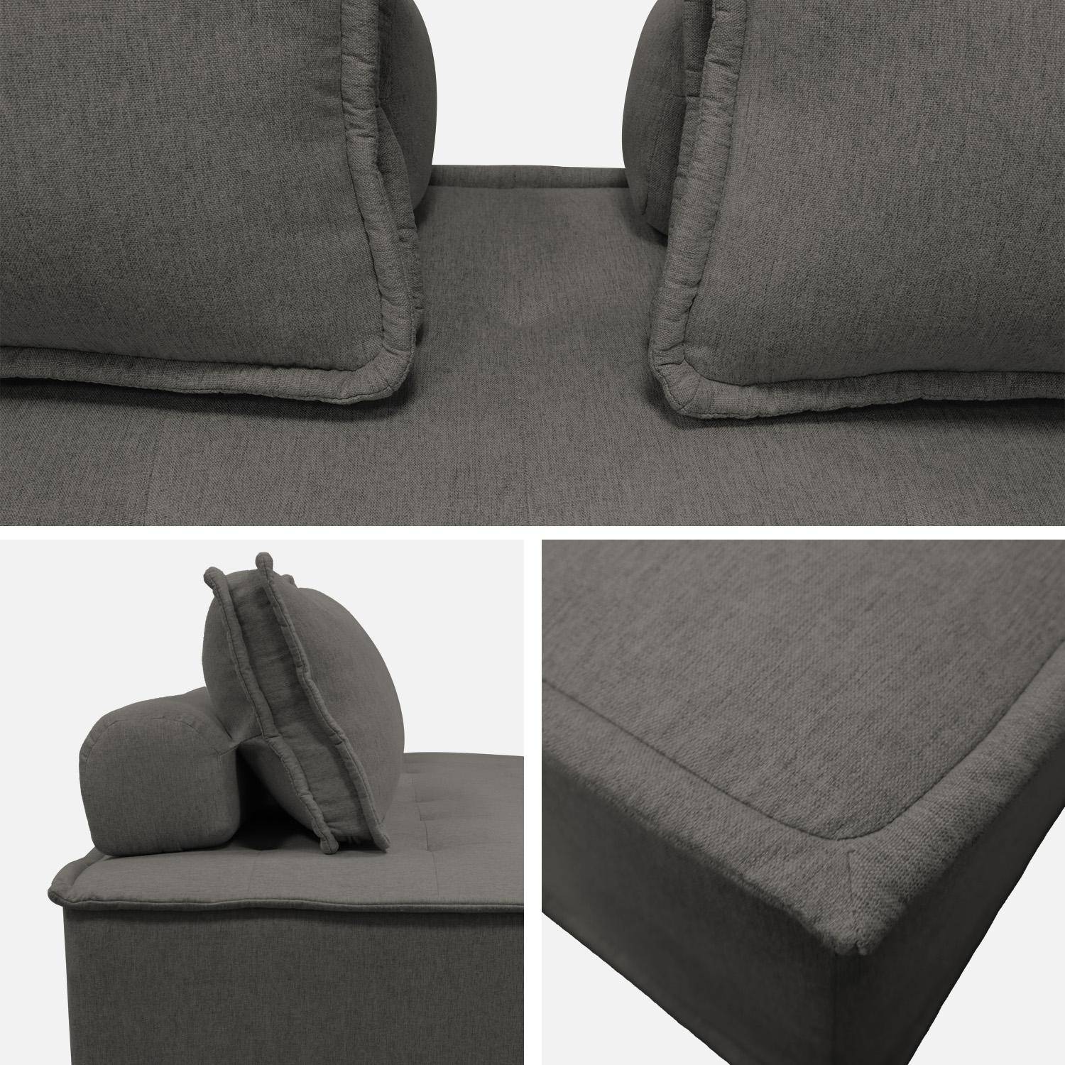 Set sofá modular de tela capitonada de 3 plazas, Dao, Gris oscuro, 180x90x78 cm Photo5