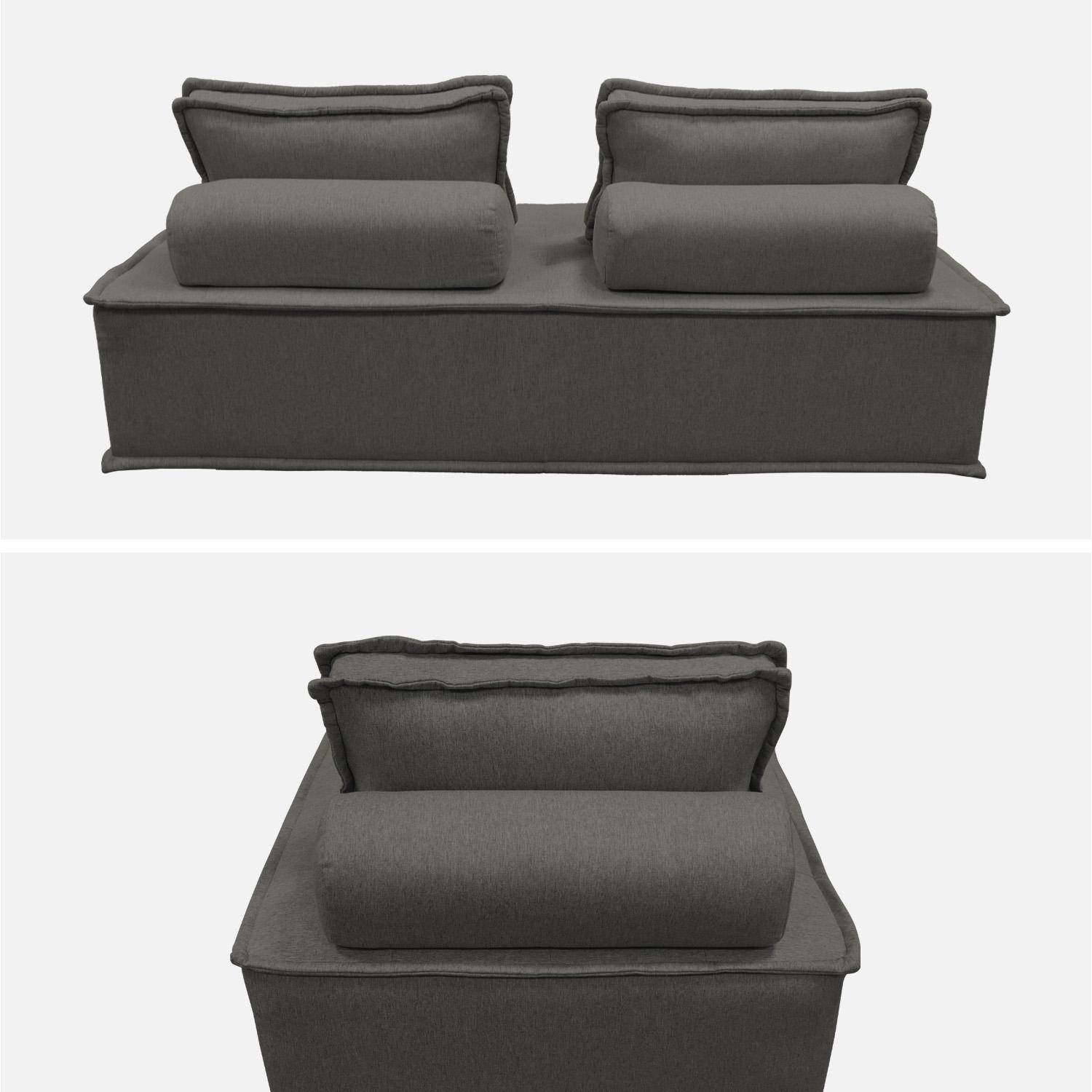 Set sofá modular de tela capitonada de 3 plazas, Dao, Gris oscuro, 180x90x78 cm Photo4