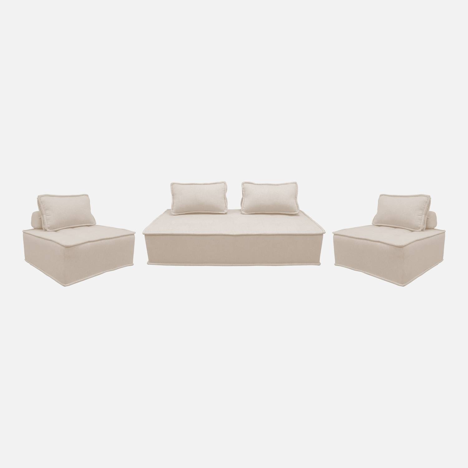 2 fauteuils en 2-zitsbank in crème stof