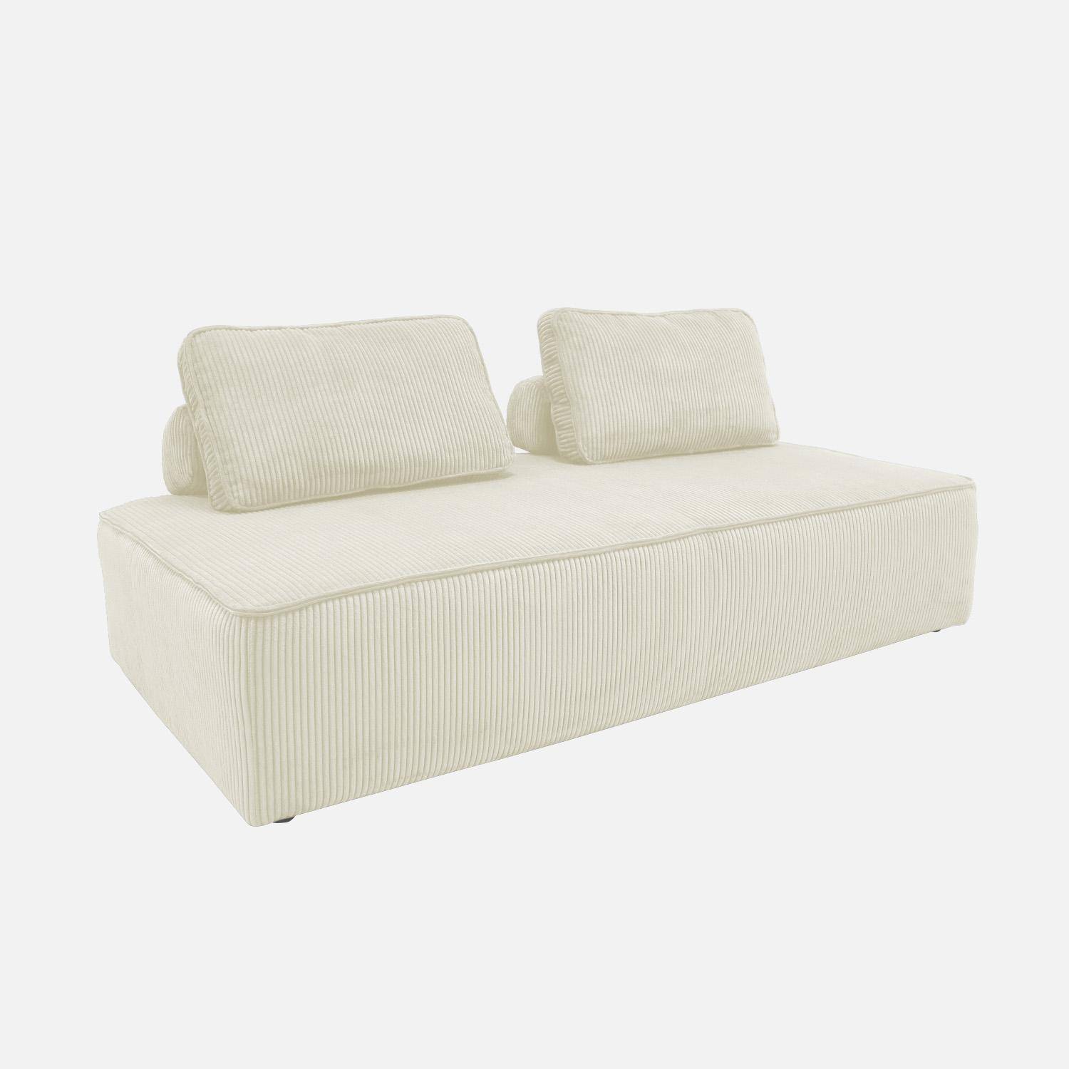 Lot de 2 chauffeuses LAO 2 places pour canapé modulable velours côtelé crème, L 180 x P 90 x H 78cm Photo4
