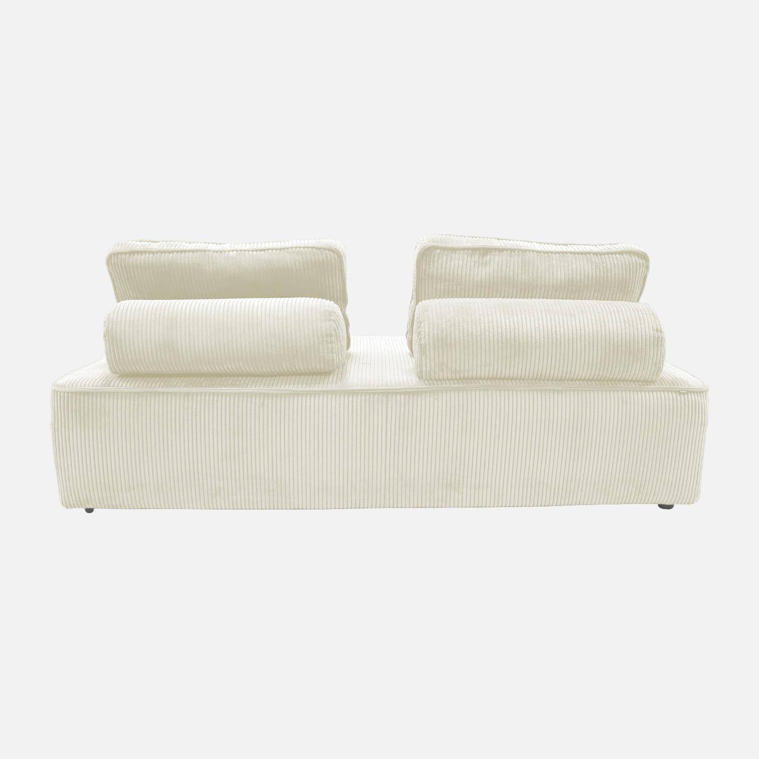 Lot de 2 chauffeuses LAO 2 places pour canapé modulable velours côtelé crème, L 180 x P 90 x H 78cm Photo5