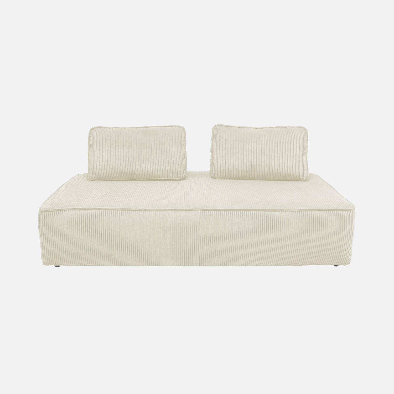 Lot de 2 chauffeuses LAO 2 places pour canapé modulable velours côtelé crème, L 180 x P 90 x H 78cm Photo7