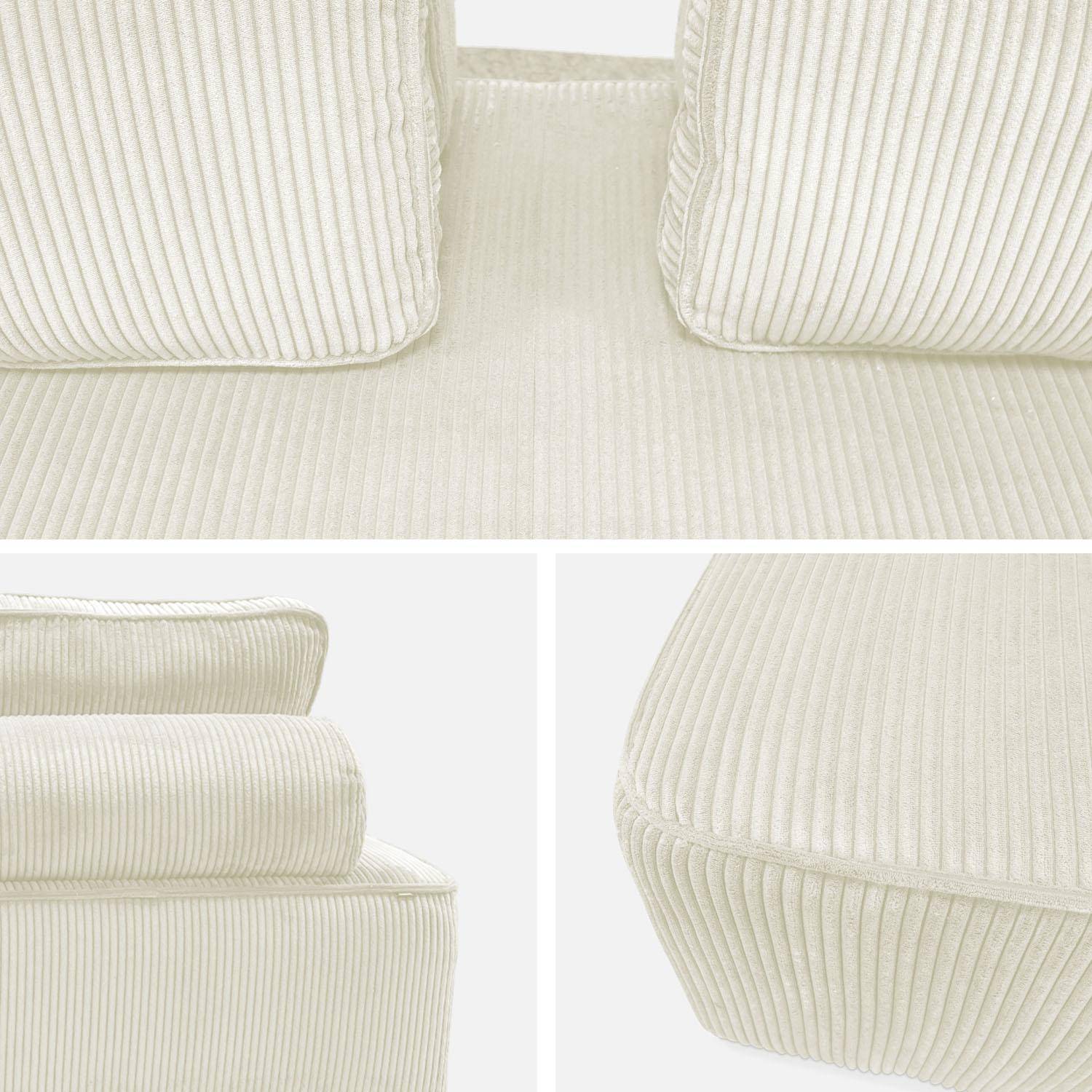 Lot de 2 chauffeuses LAO 2 places pour canapé modulable velours côtelé crème, L 180 x P 90 x H 78cm Photo6