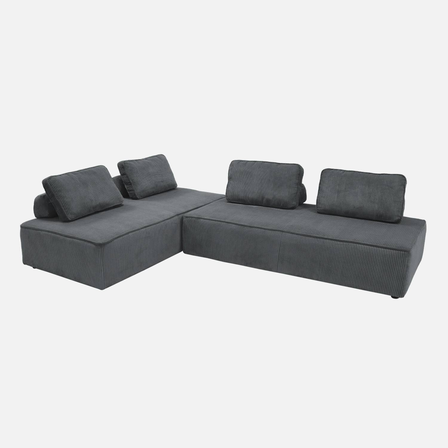 Lot de 2 chauffeuses 2 places pour canapé modulable gris foncé