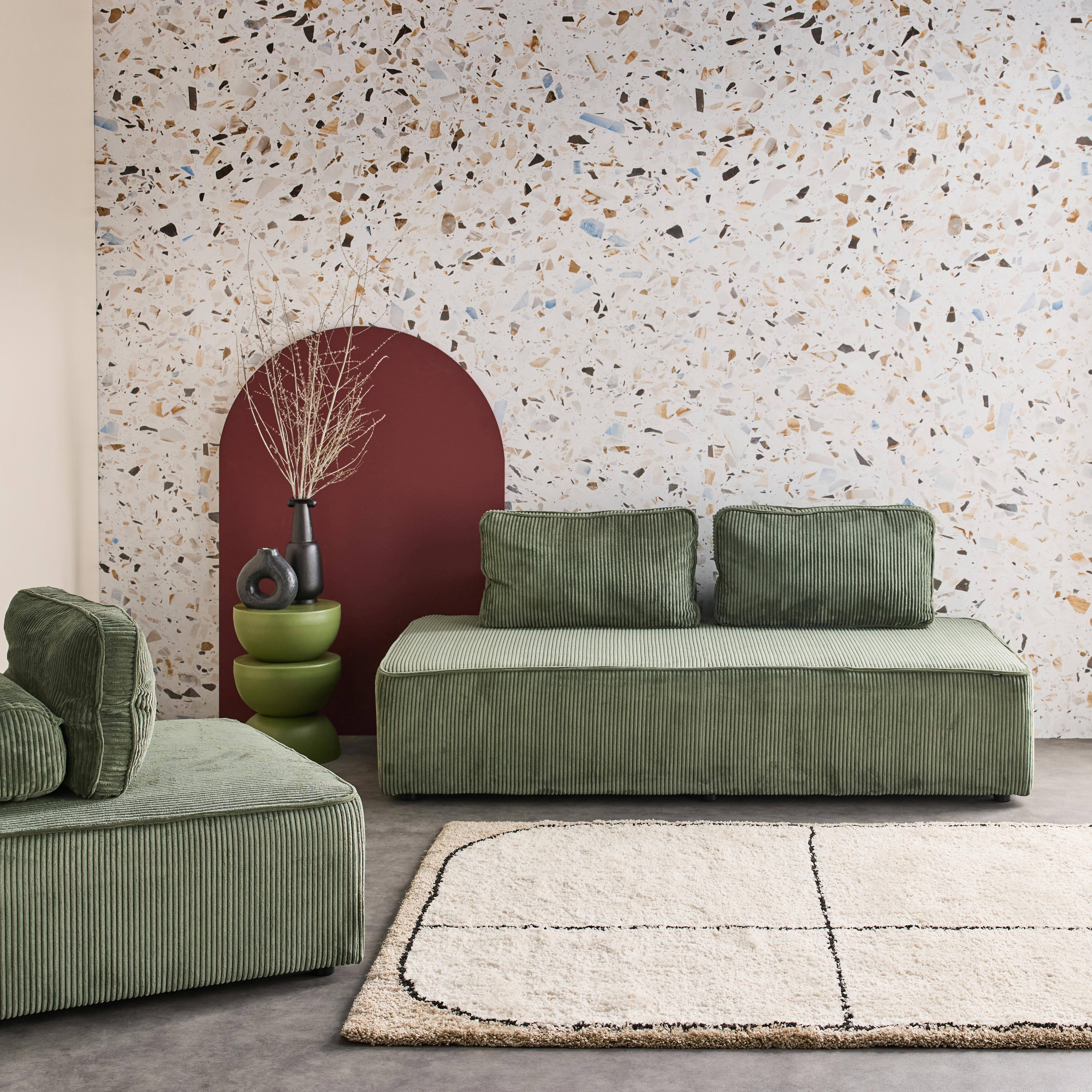 Conjunto de poltronas para sofá modular de 3 lugares em veludo cotelê, Lao, Verde, 180x90x78 cm Photo1