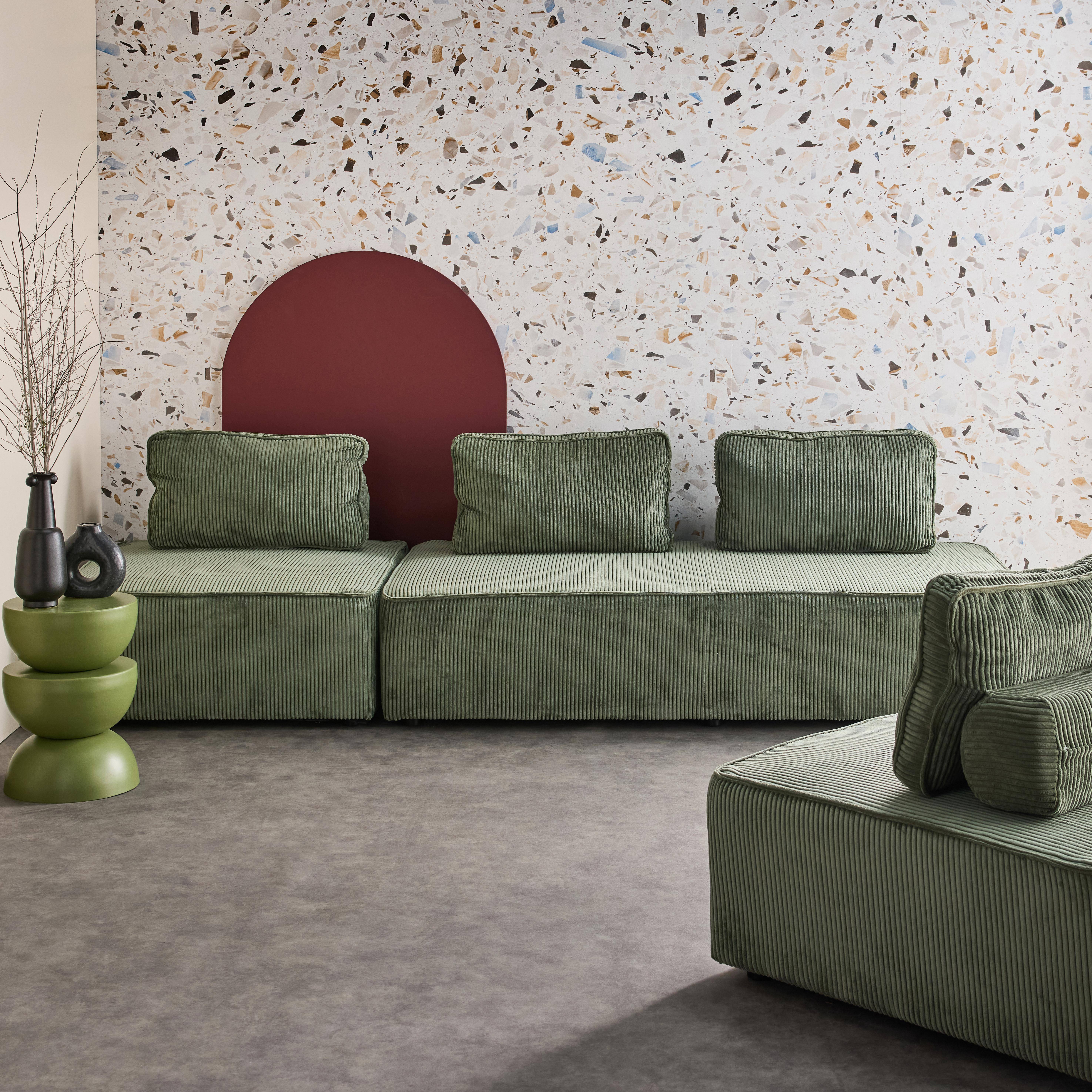 Conjunto de poltronas para sofá modular em veludo cotelê de 4 lugares, Lao, Verde, 180x90x78 cm Photo2