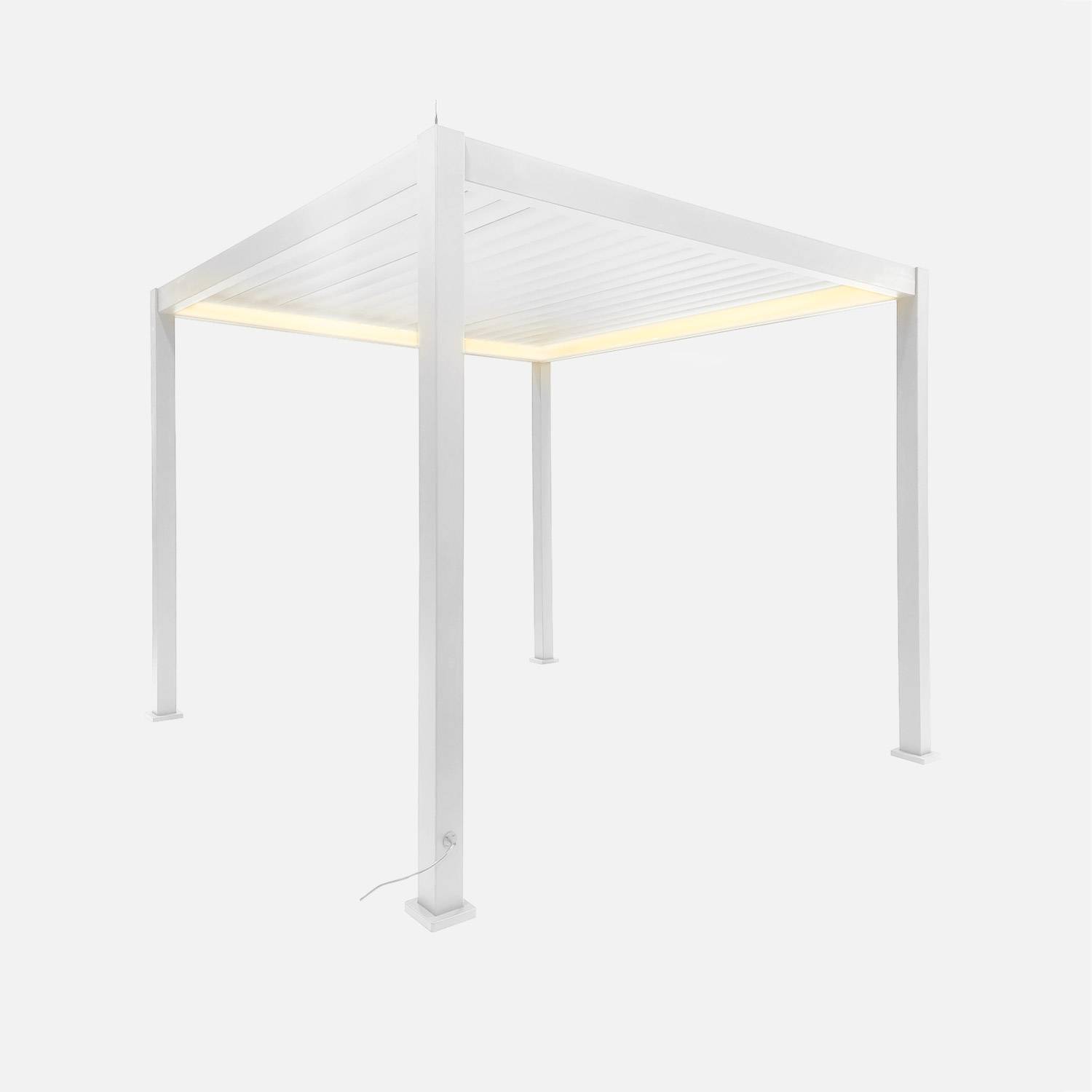 Pergola bioclimatique aluminium motorisée 3x3m LED blanc