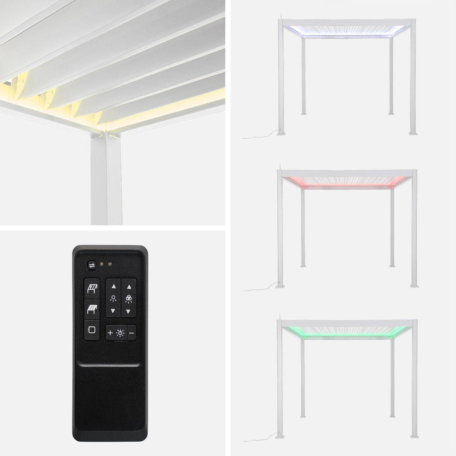 Pergola Bioclimatique électrique 3x3m blanc, aluminium, à lames orientables avec éclairage LED ,sweeek,Photo3