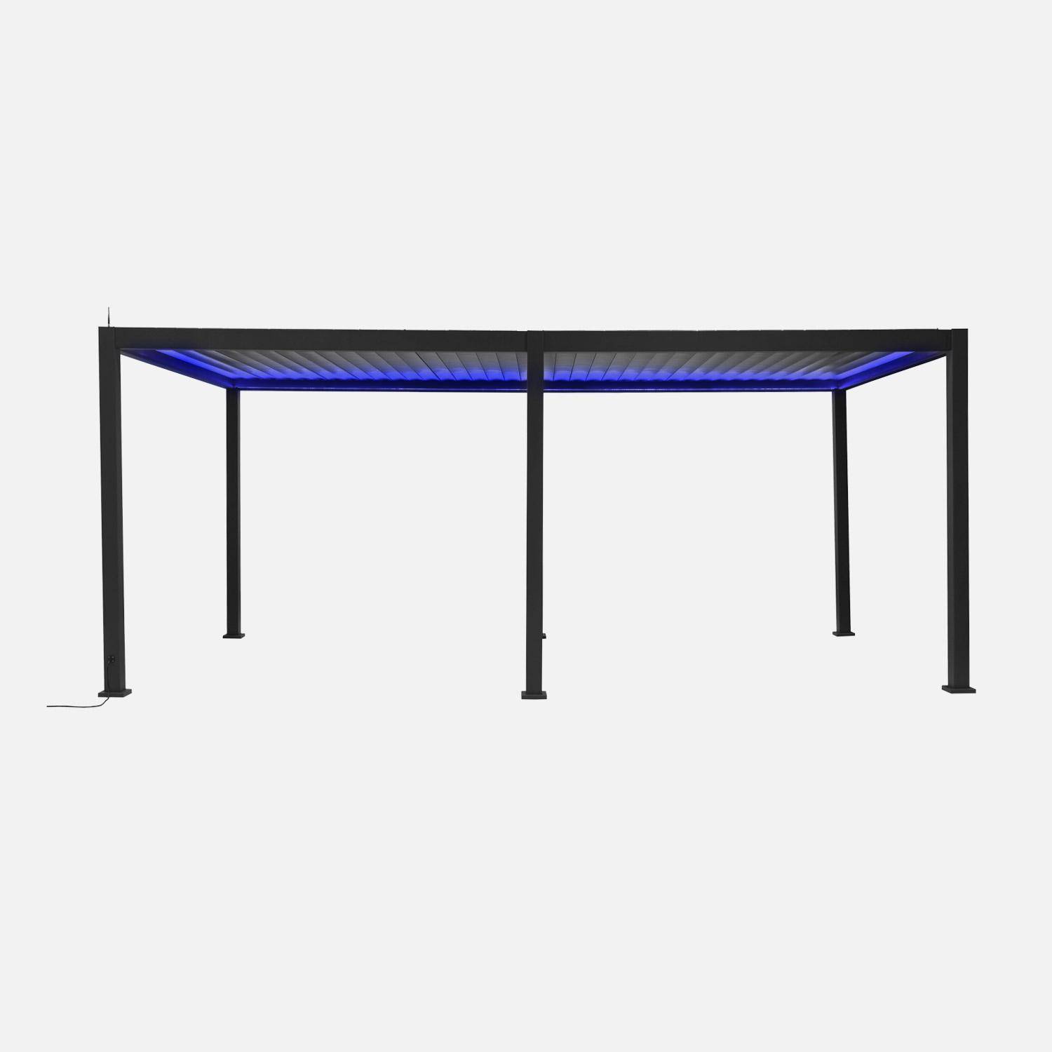 Pergola Bioclimatique électrique 3x6m anthracite, aluminium, à lames orientables avec éclairage LED  Photo2