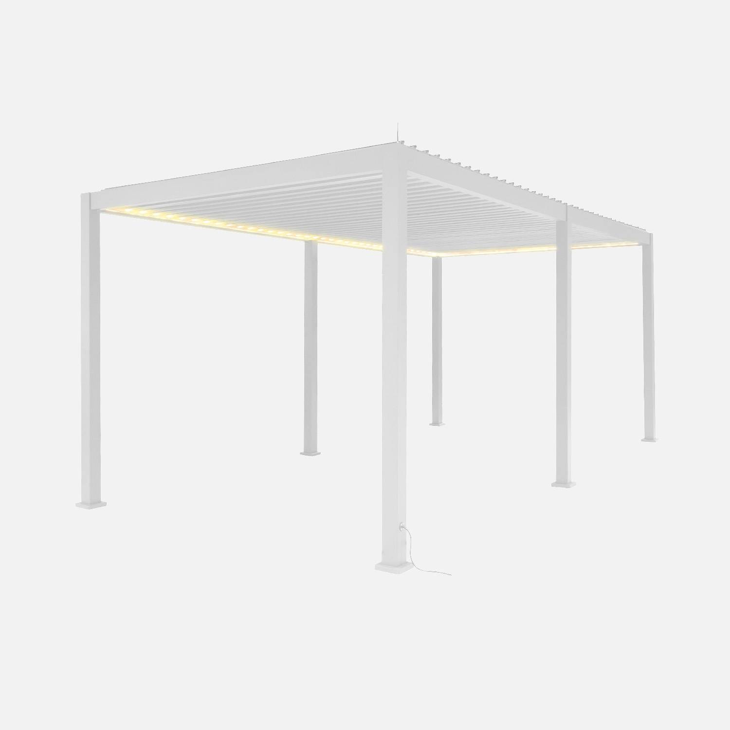 Pergola bioclimatique aluminium motorisée 6x3m LED blanc