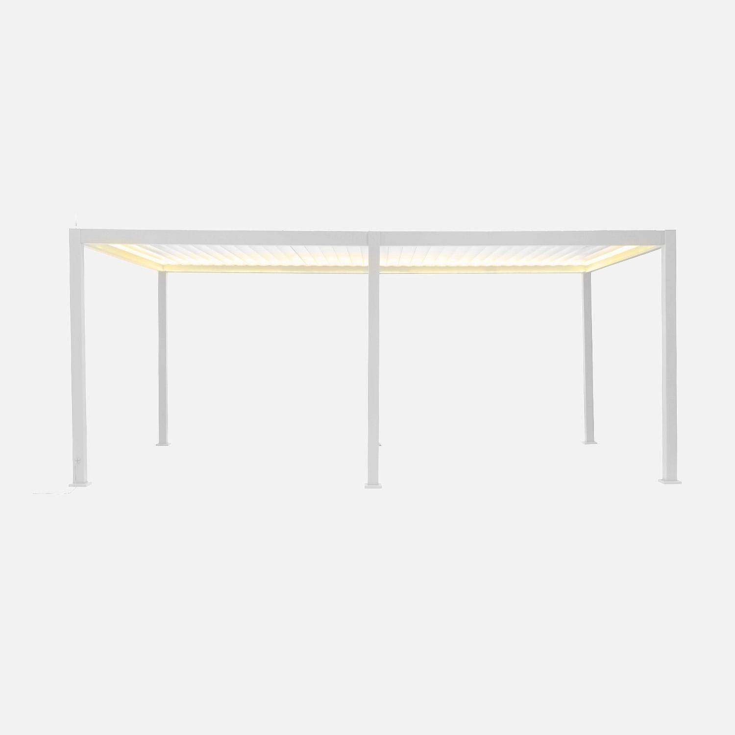 Elektrische lamellendak pergola, 3x6m wit, aluminium, met verstelbare lamellen en LED-verlichting. Photo2