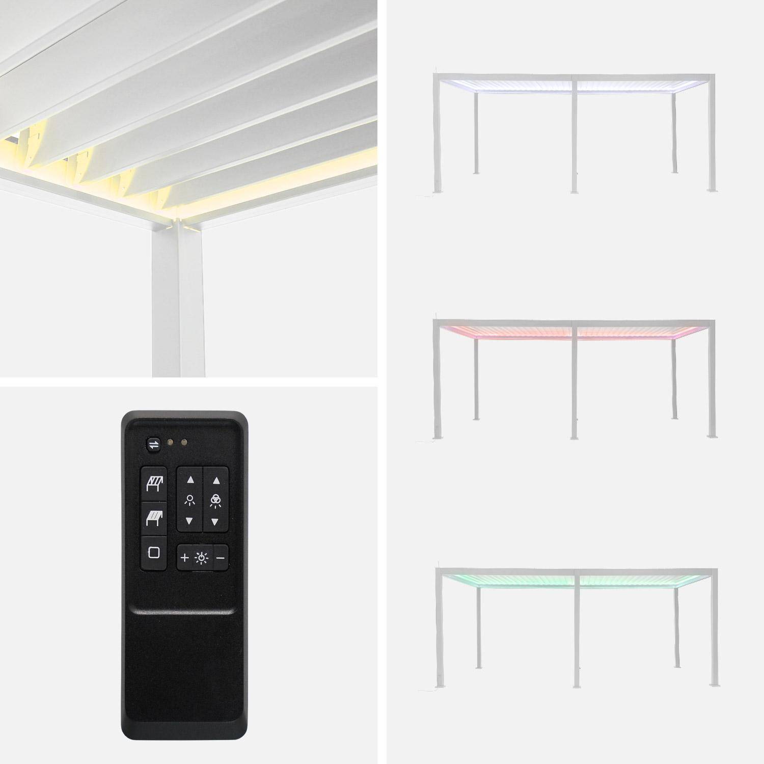 Elektrische lamellendak pergola, 3x6m wit, aluminium, met verstelbare lamellen en LED-verlichting. Photo3