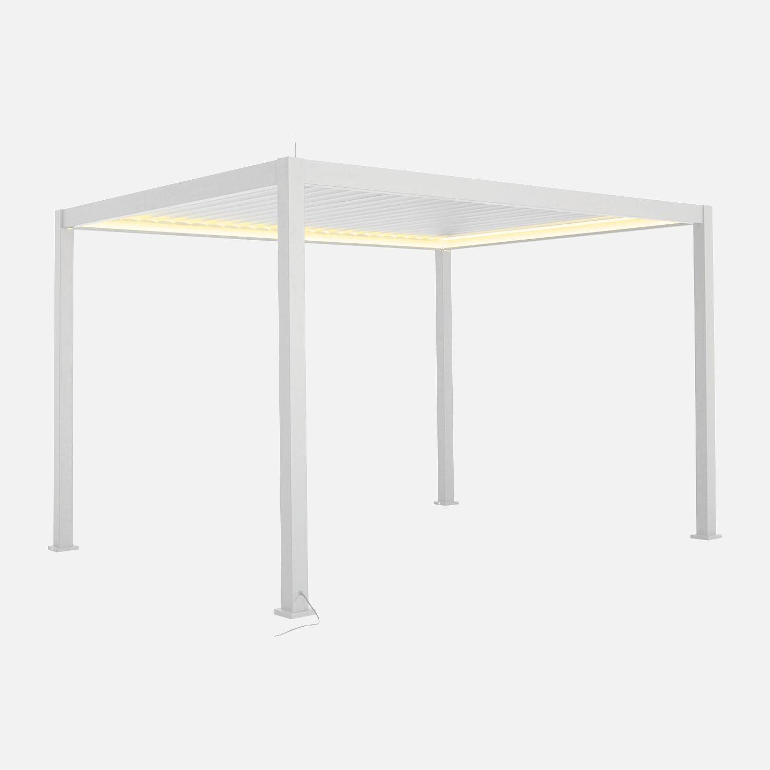 3x4m Pérgola bioclimática de aluminio con iluminación LED, Triomphe 3x4m LED, Blanco, 391x301x250 cm Photo2