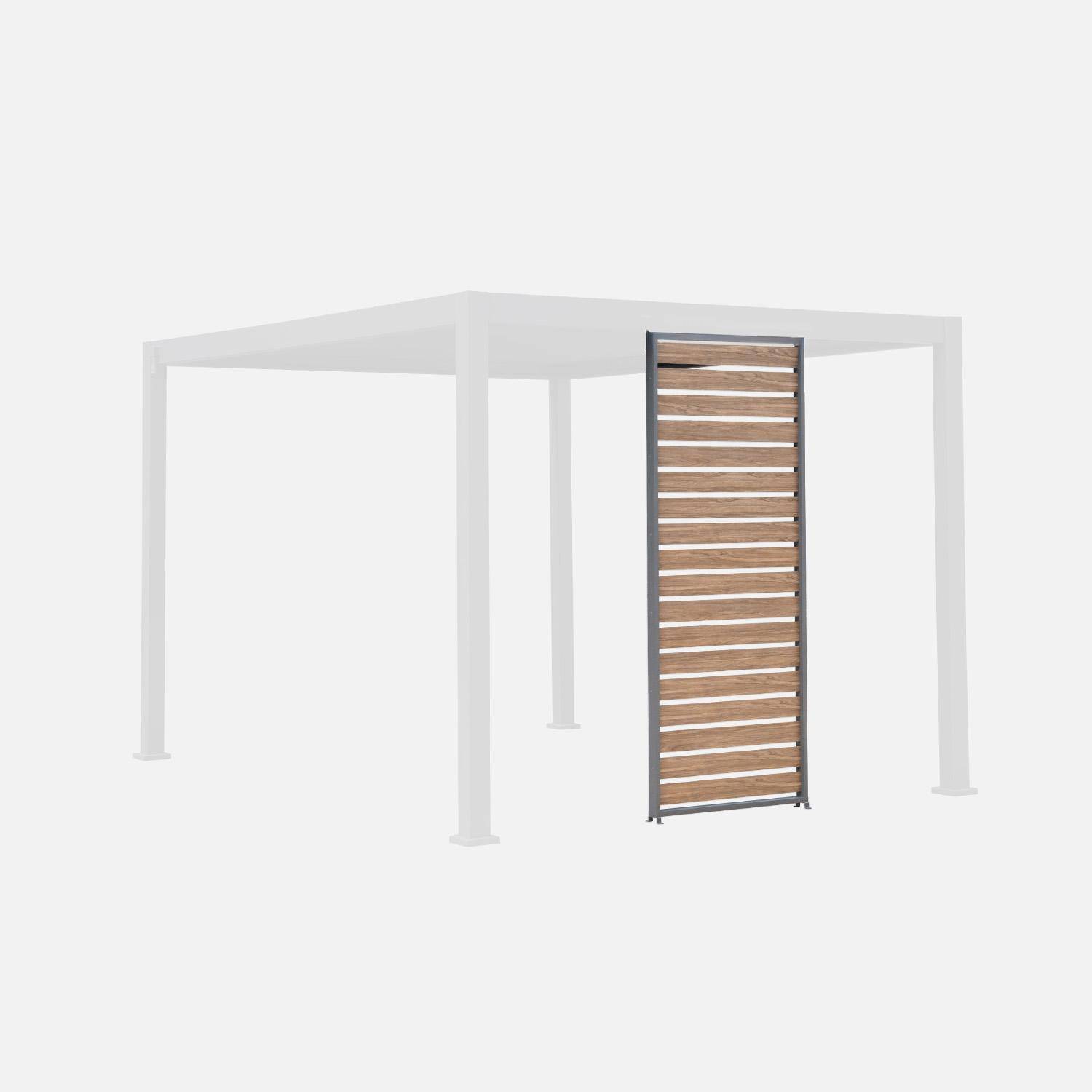 Lamellenwand 100 cm für bioklimatische Pergola Triomphe Aluminium  Holzoptik / anthrazit Photo1
