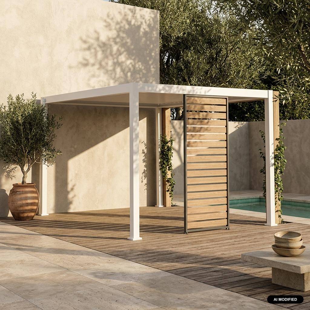 Persienne 100 cm pour pergola bioclimatique Triomphe aluminium effet bois anthracite Photo1