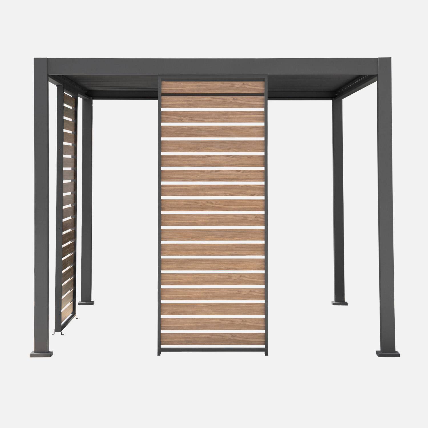 Lamellenwand 100 cm für bioklimatische Pergola Triomphe Aluminium  Holzoptik / anthrazit Photo3