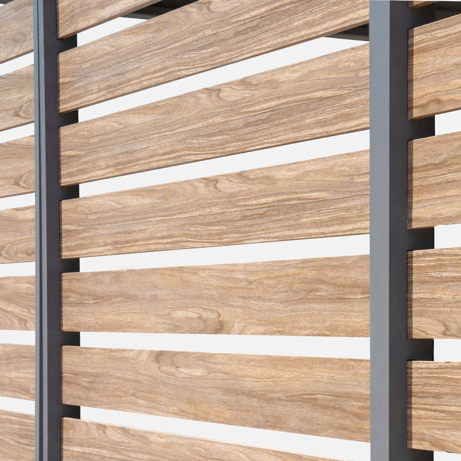 Lamellenwand 100 cm für bioklimatische Pergola Triomphe Aluminium  Holzoptik / anthrazit Photo4