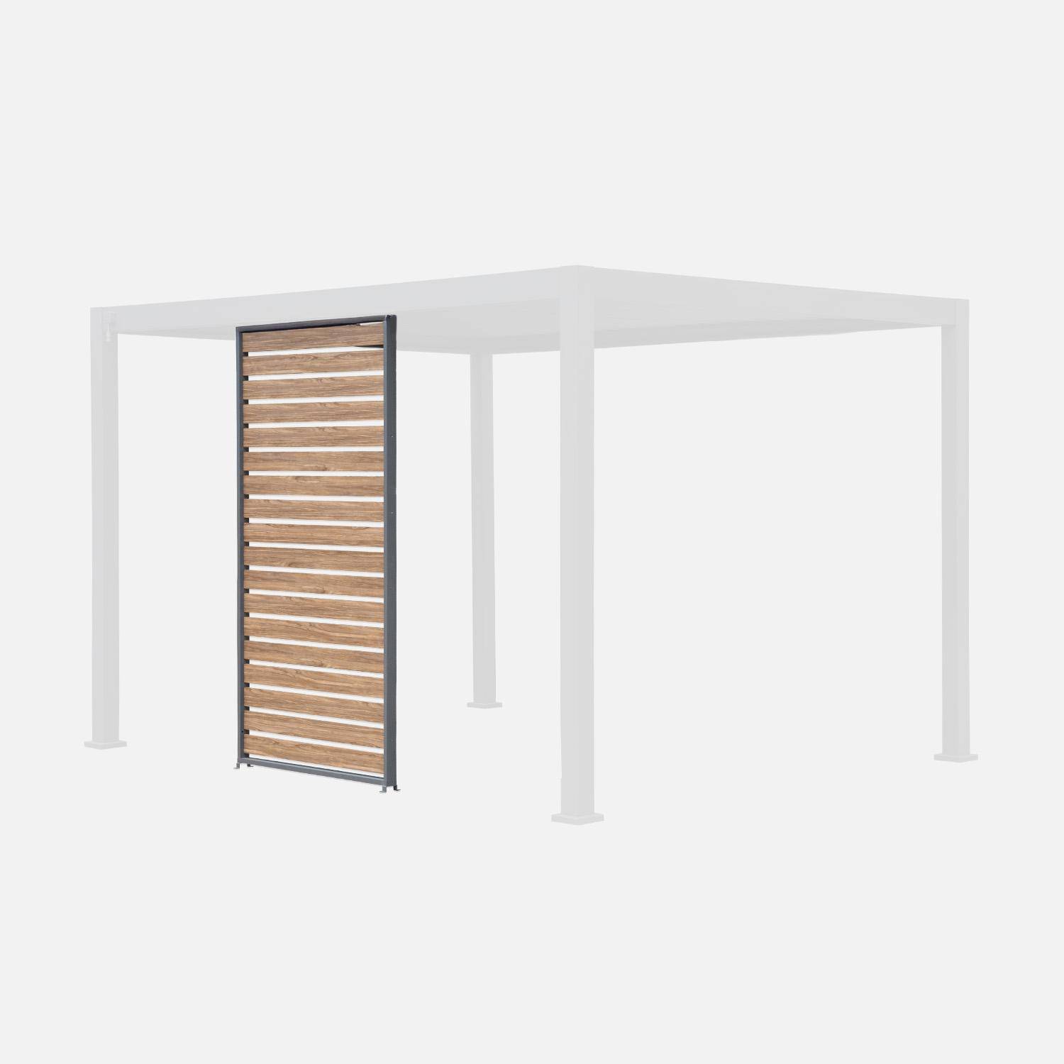 Persiana de alumínio horizontal 1.3m com efeito madeira para pérgola bioclimática, Triomphe persiana 1.3m, Antracite, 123.5x6x236 cm,sweeek,Photo2