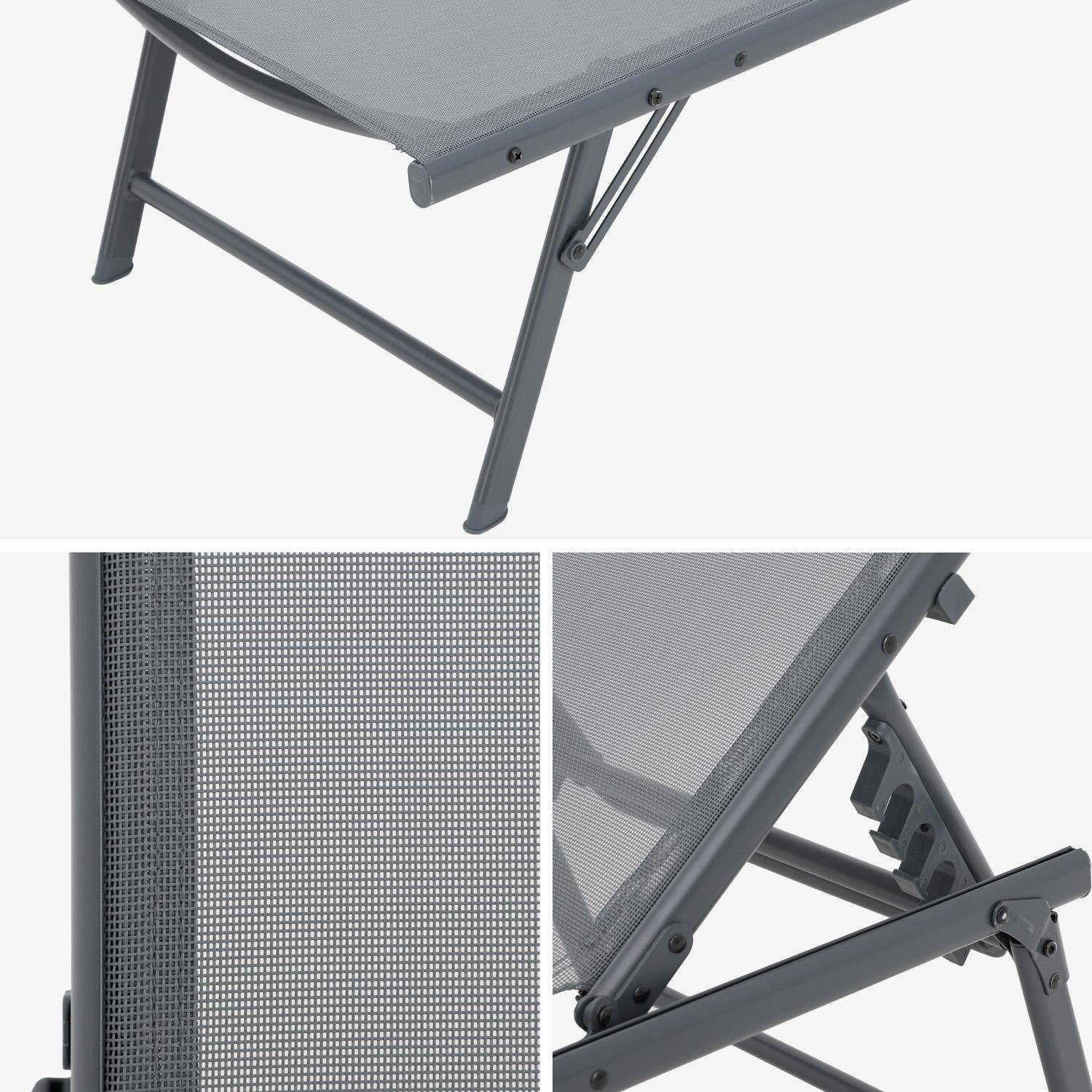 Pair of multi-position steel sun loungers, Tropea, Anthracite, 181x54.5x82.5 cm Photo4