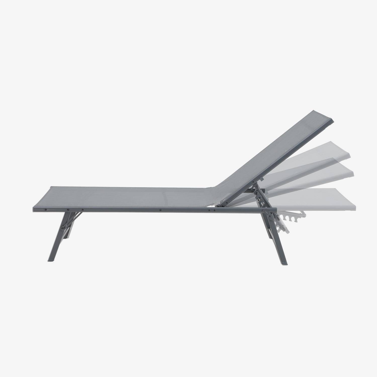 Pair of multi-position steel sun loungers, Tropea, Anthracite, 181x54.5x82.5 cm Photo3