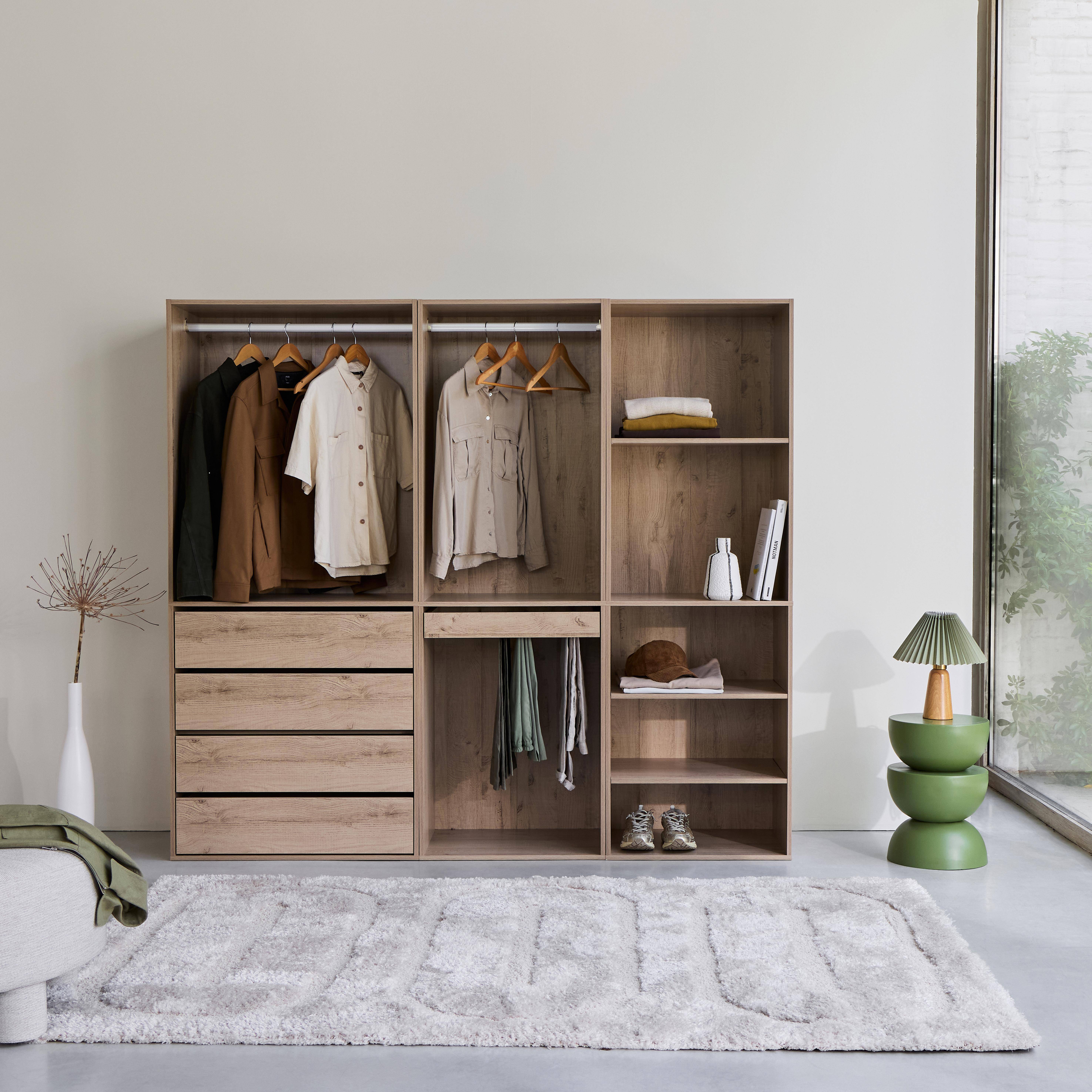 Modulares Kleiderschrank-Set mit 3 Elementen, natur