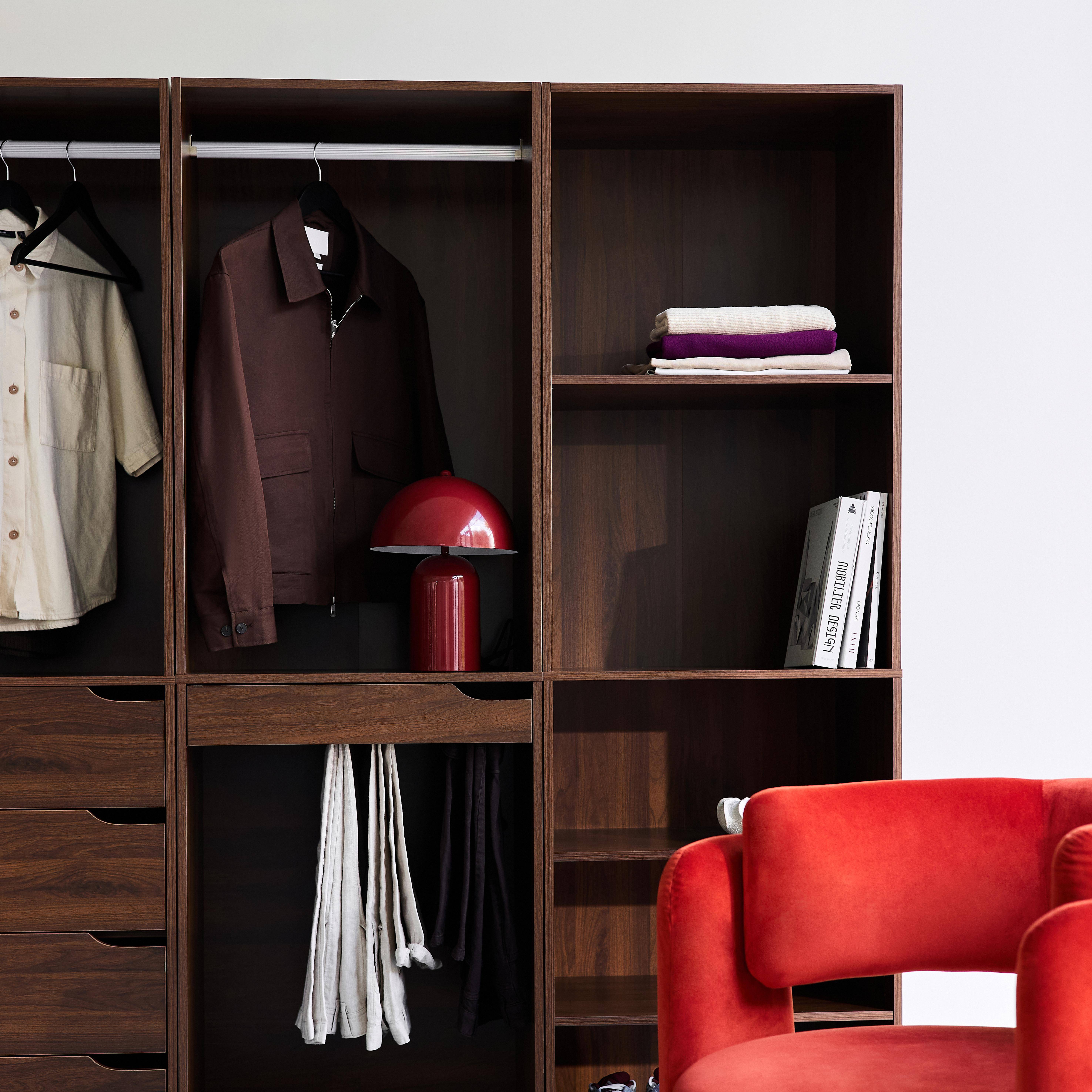 Módulo de vestidor con decoración de madera y 3 estantes Nogal - 200x45x180 cm Photo3