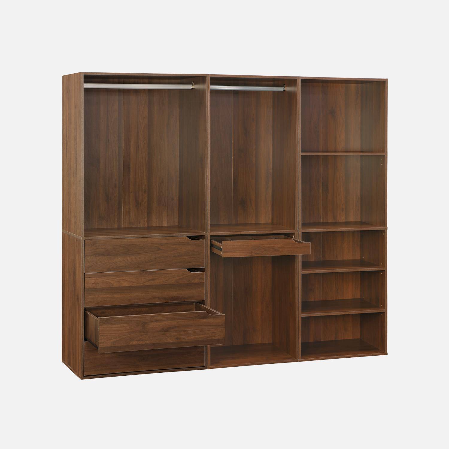 Vestidor Módulo de 3 elementos, Modulo, Madera de nogal, 200x45x180 cm Photo4