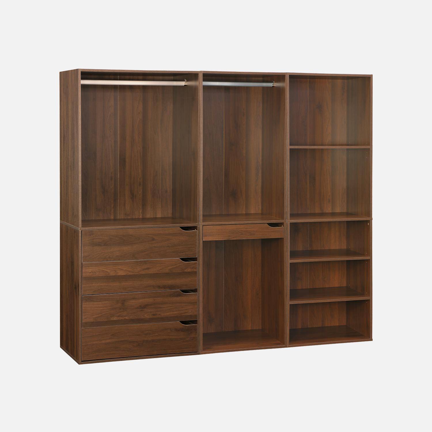 Vestidor Módulo de 3 elementos, Modulo, Madera de nogal, 200x45x180 cm Photo2