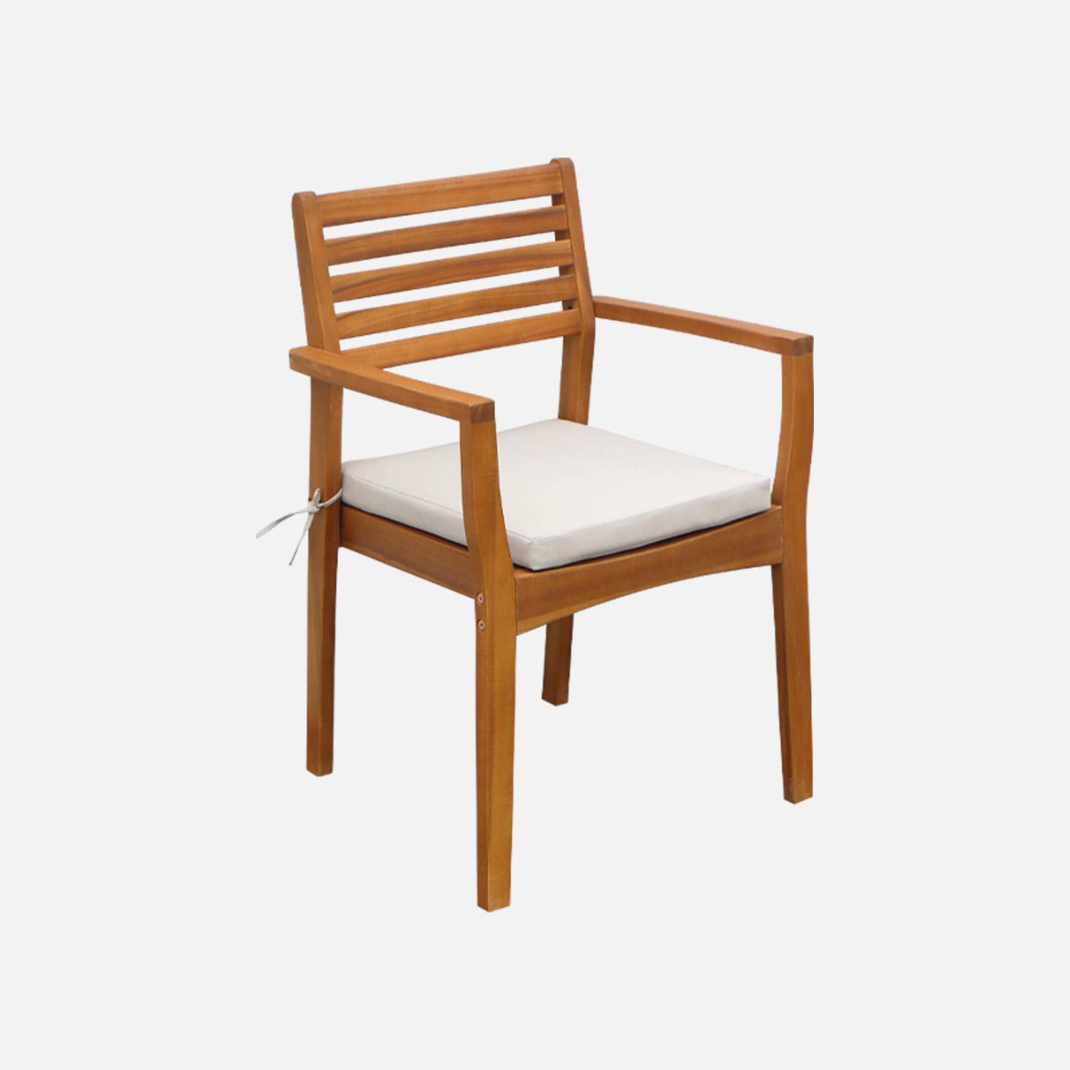 Fauteuil de jardin bois d'acacia (lot de 4) Savona 56 x 52 x 83 cm naturel et beige Photo2