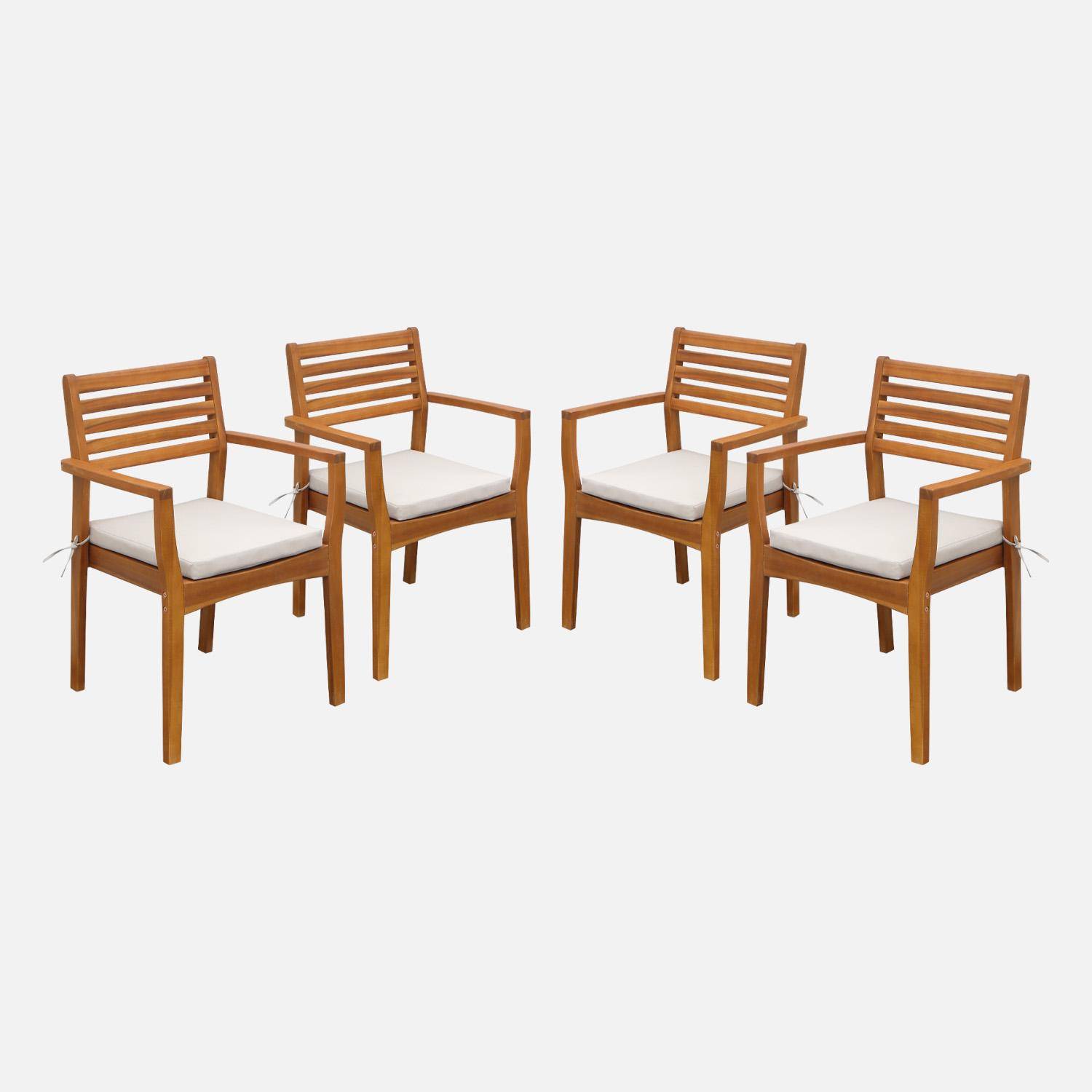 Fauteuil de jardin bois d'acacia (lot de 4) Savona 56 x 52 x 83 cm naturel et beige Photo1