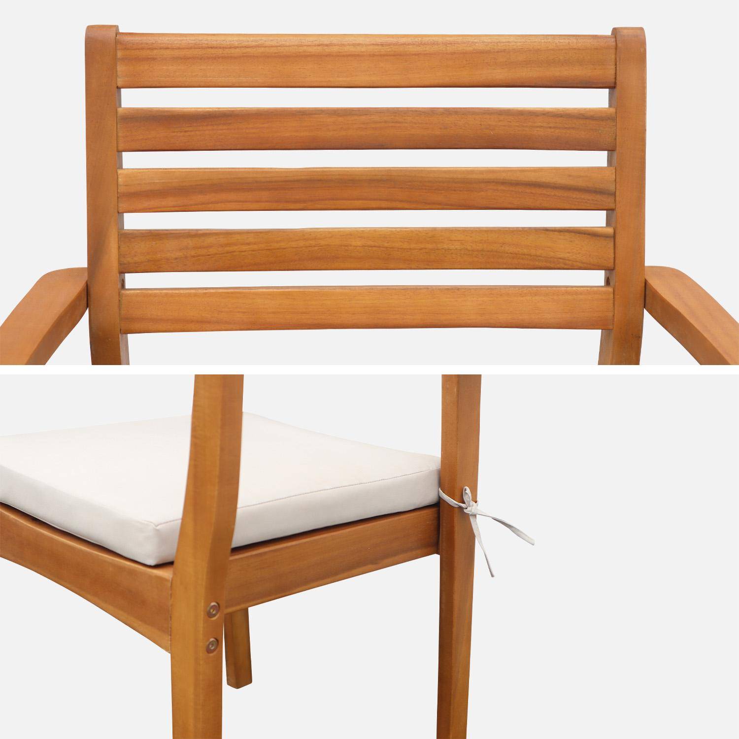Fauteuil de jardin bois d'acacia (lot de 4) Savona 56 x 52 x 83 cm naturel et beige Photo4