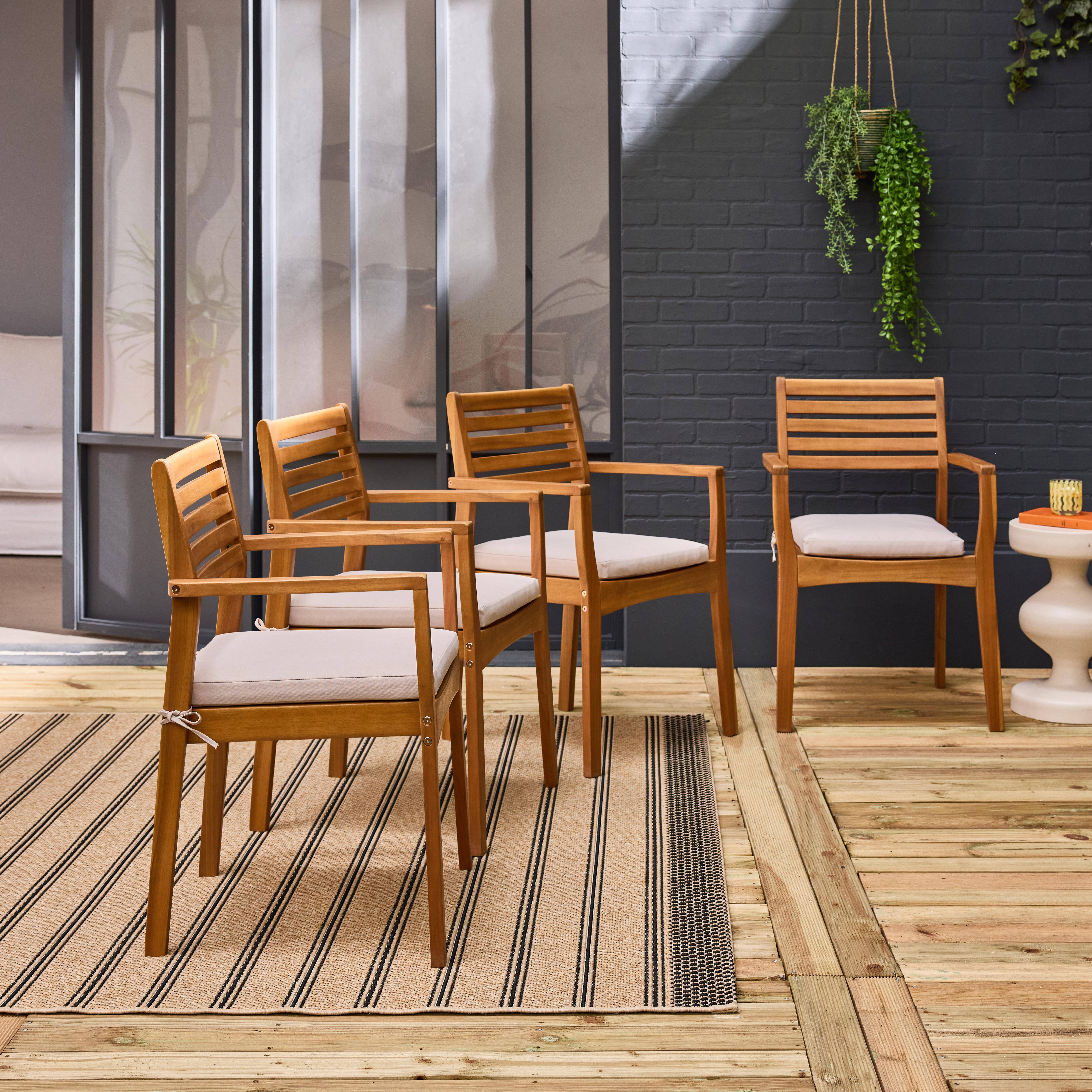 Tuinstoel van acaciahout (set van 4) Savona 56 x 52 x 83 cm naturel en beige,sweeek,Photo1
