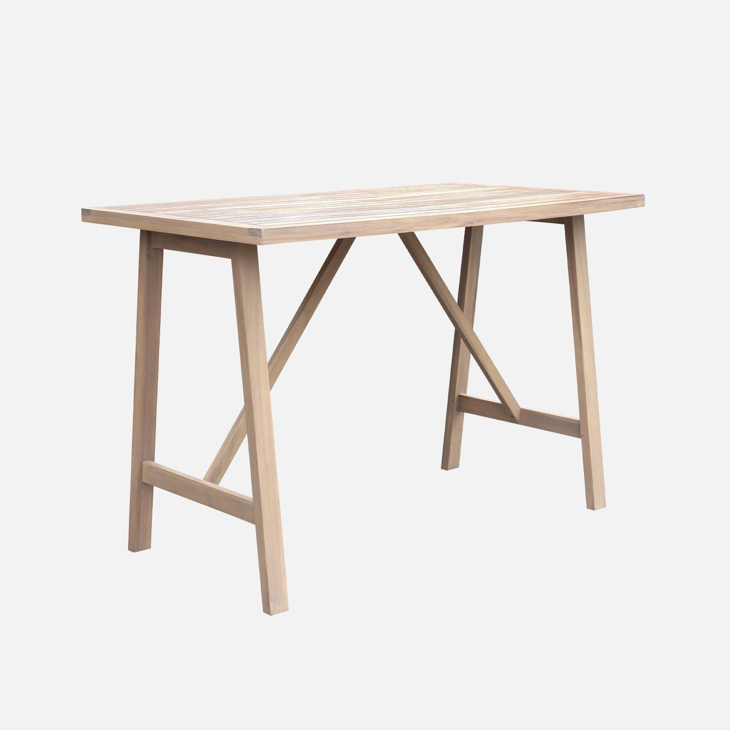 Table haute de jardin bois d'acacia 4 places Paloma naturel 150 x 81 x 100 cm Photo3