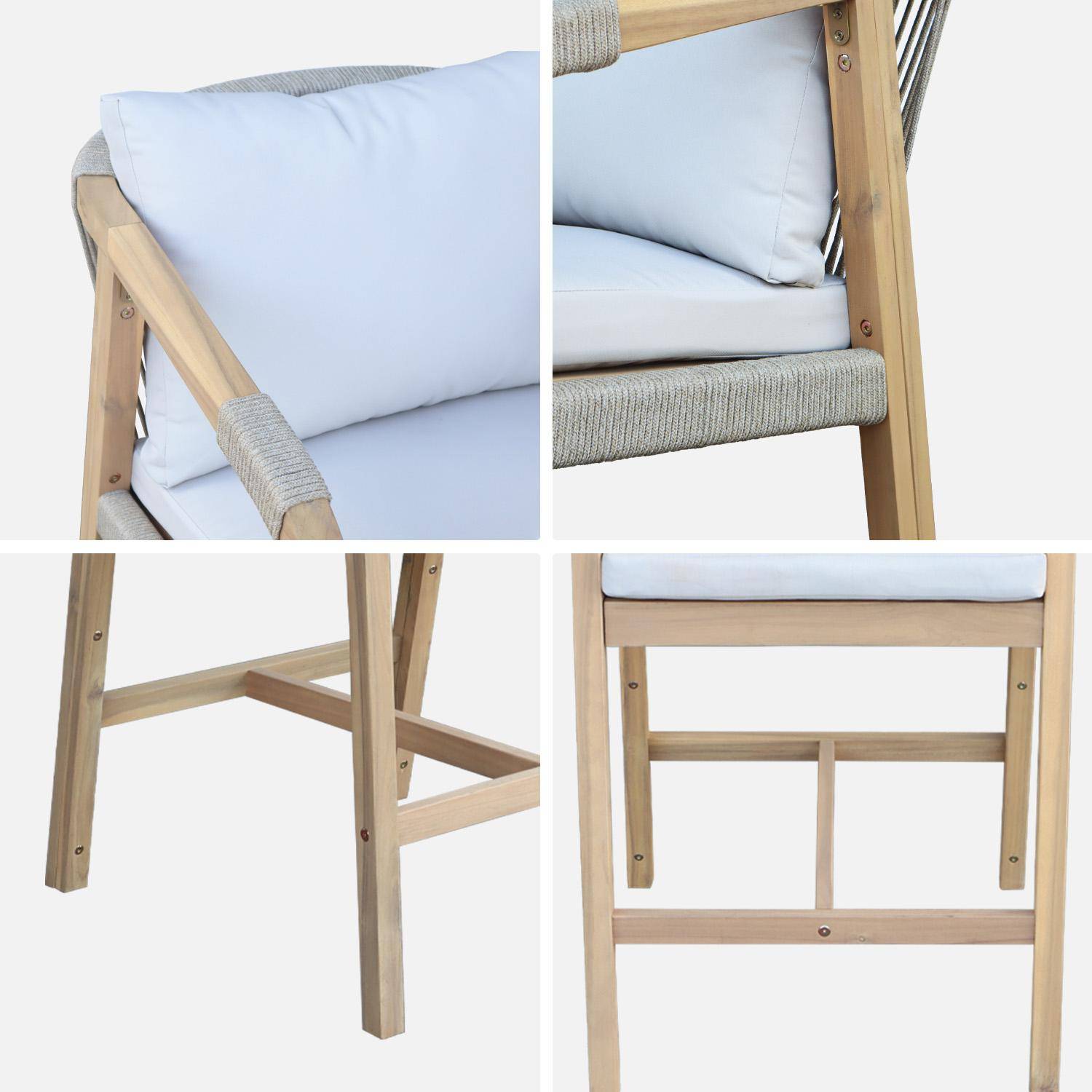 Lot de 2 fauteuils de jardin bois d'acacia et corde Zahara naturel et beige 68 x 58 x 95 cm Photo6