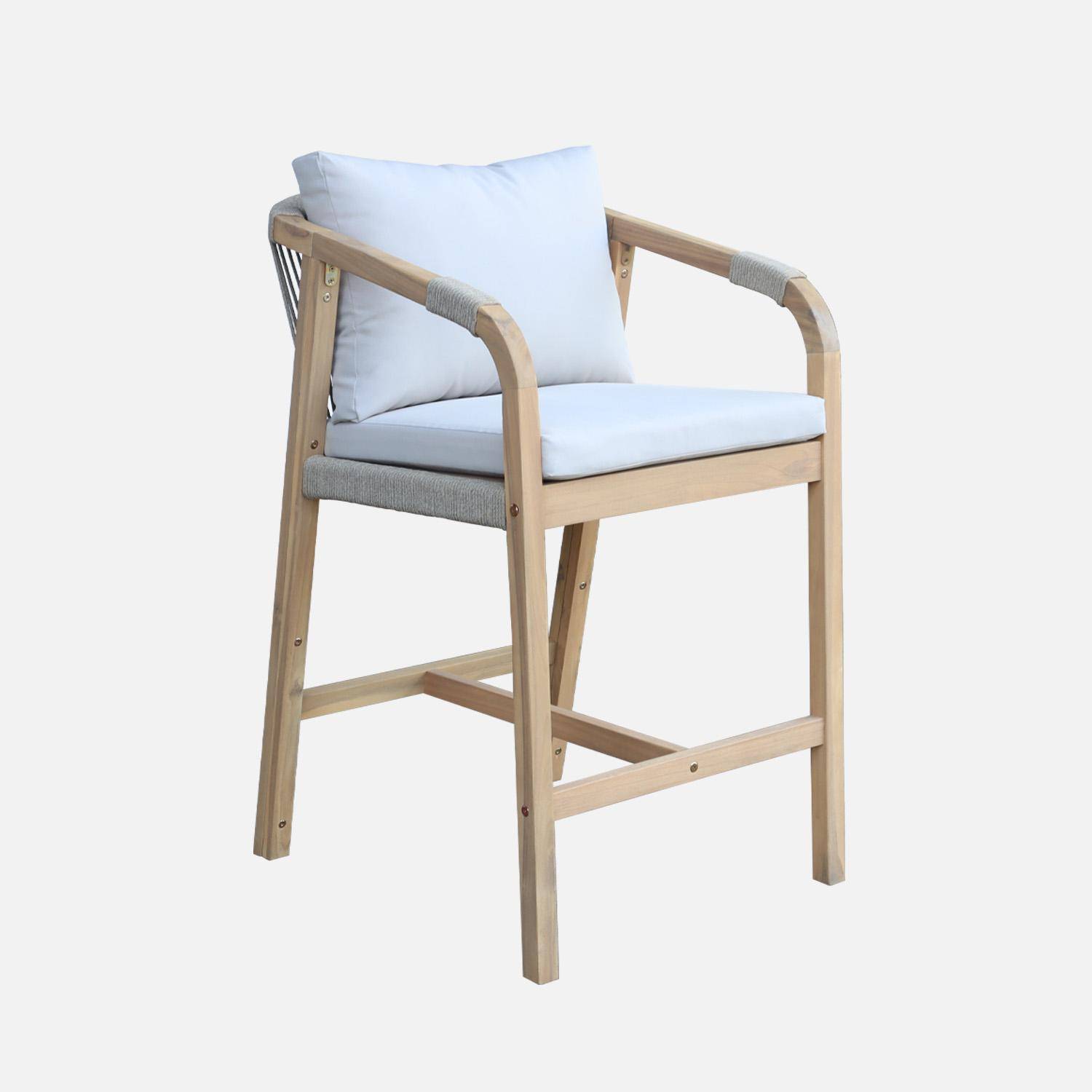 Lot de 2 fauteuils de jardin bois d'acacia et corde Zahara naturel et beige 68 x 58 x 95 cm Photo4