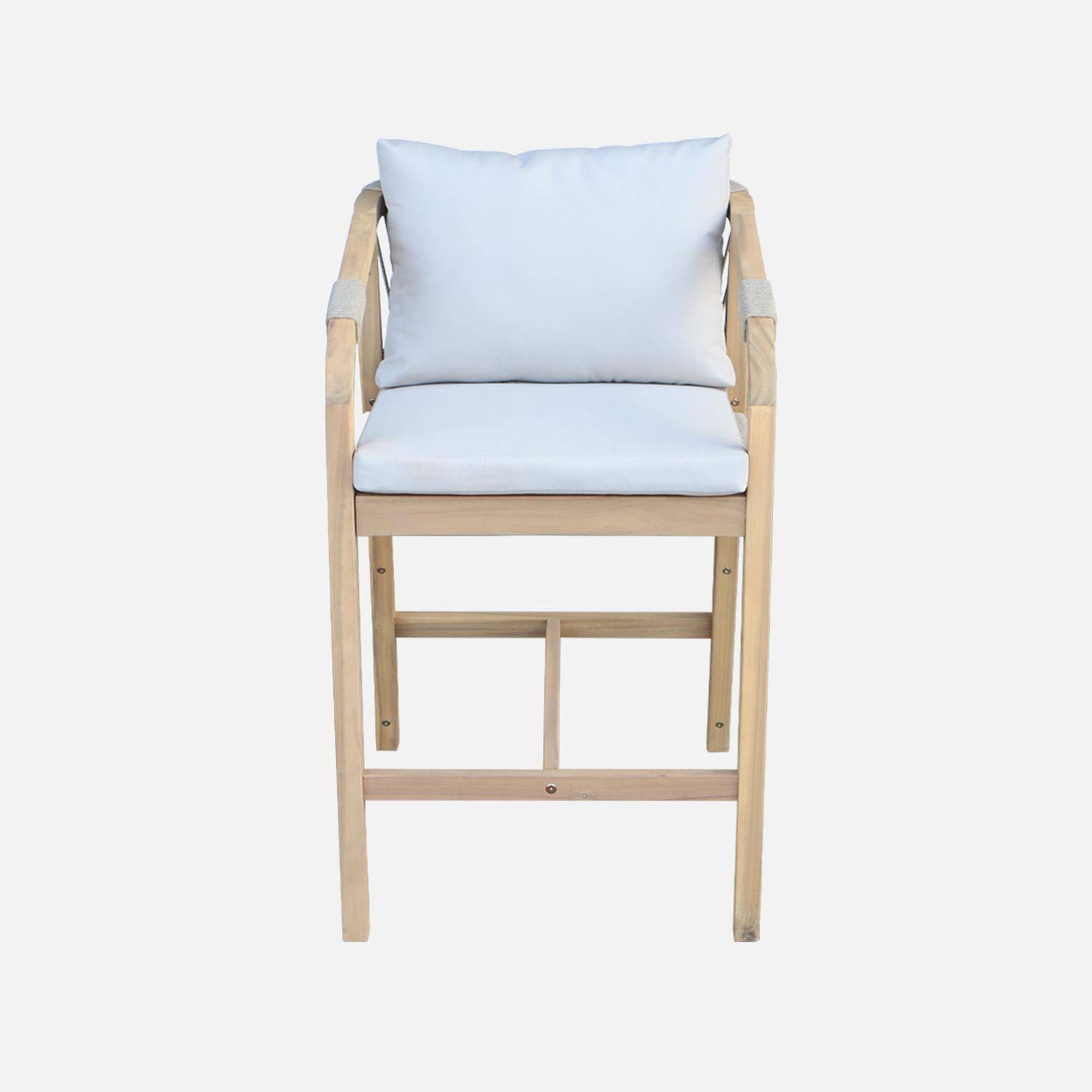 Lot de 2 fauteuils de jardin bois d'acacia et corde Zahara naturel et beige 68 x 58 x 95 cm Photo5