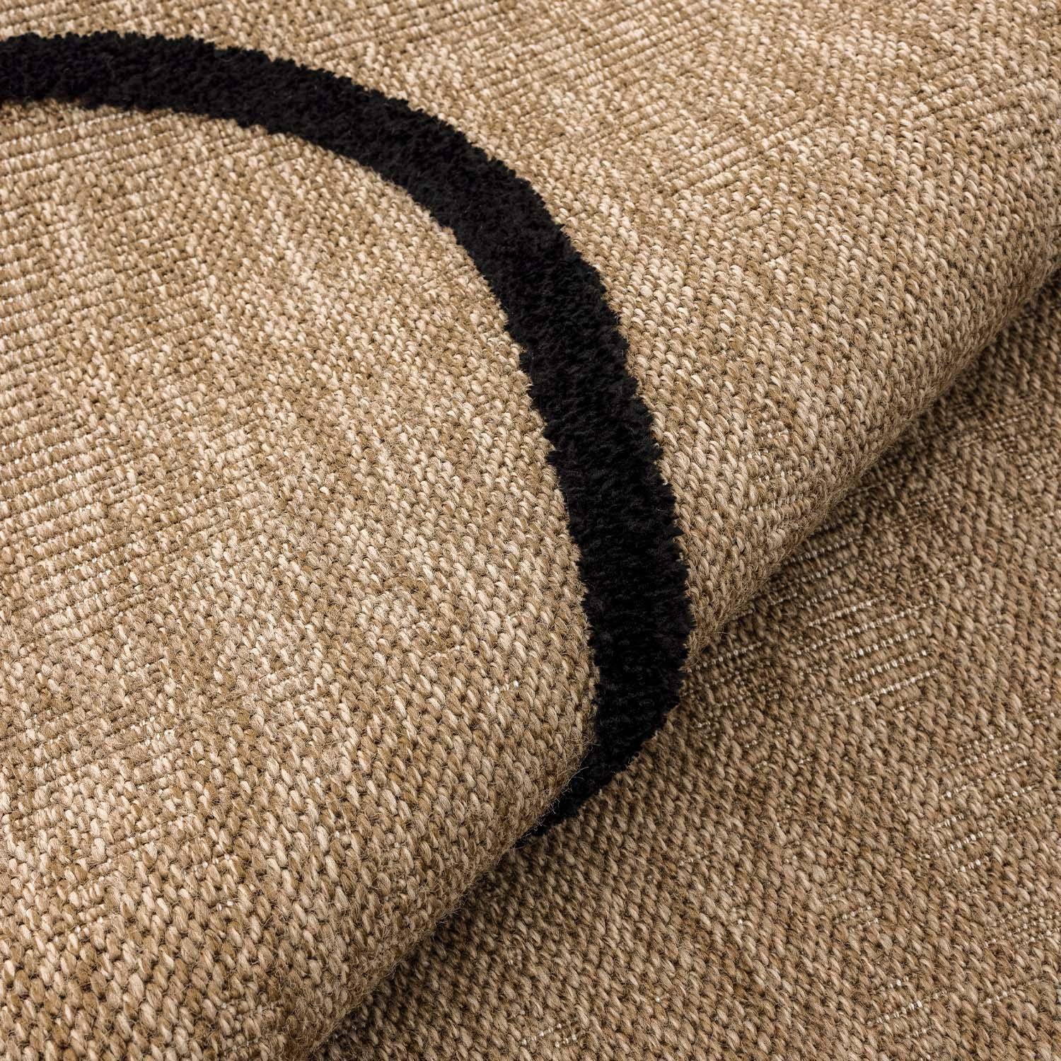 Indoor Teppich mit Jute-Optik, schwarzes grafisches Reliefmuster, 200 x290 cm - Thomas Photo4