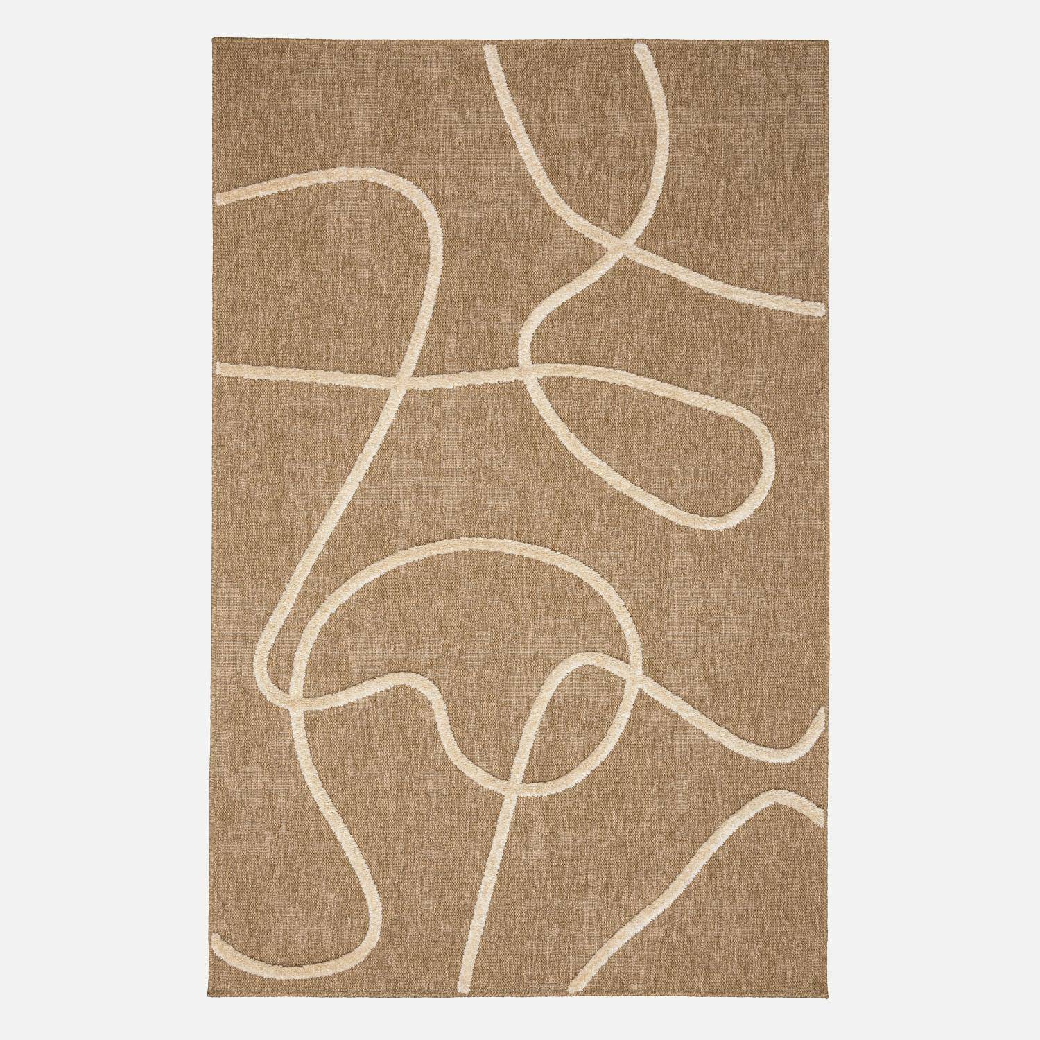 Tappeto interno effetto juta, motivo grafico in rilievo bianco, Thomas, Bianco, 170x120x1.2 cm,sweeek,Photo3