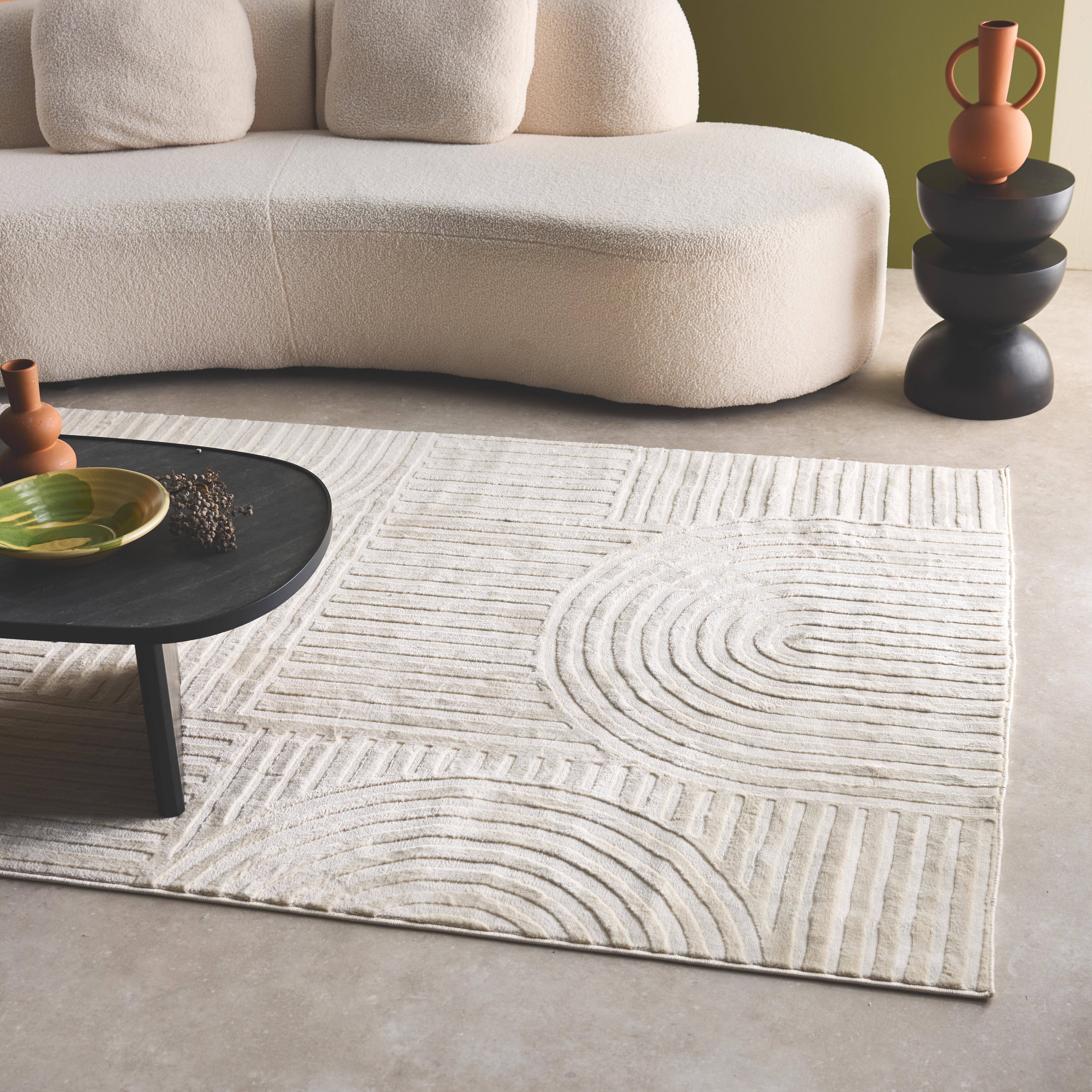 Tapis intérieur JENNY motif graphique arches, poils ras, crème, 160 x 230 cm Photo1