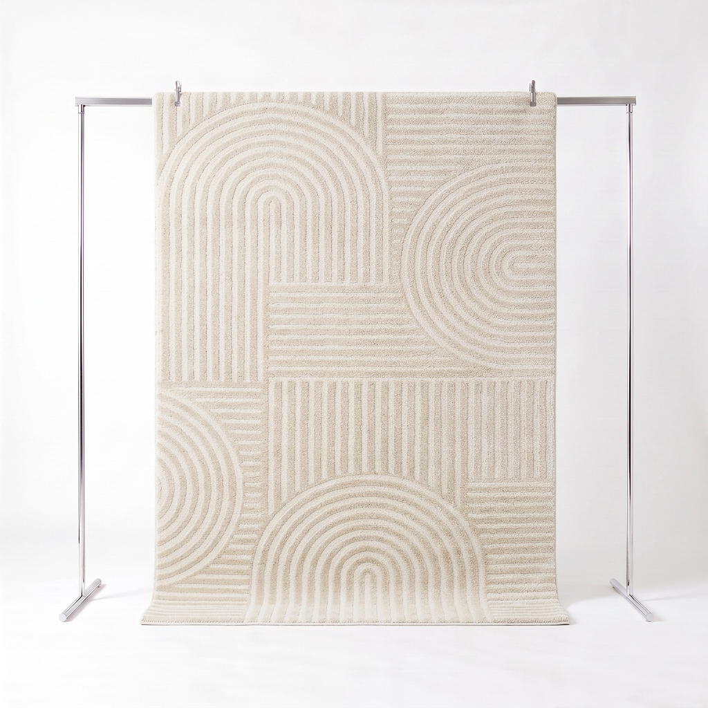 JENNY indoor rug with arches graphic pattern, short pile, cream, 200 x 290 cm Photo1