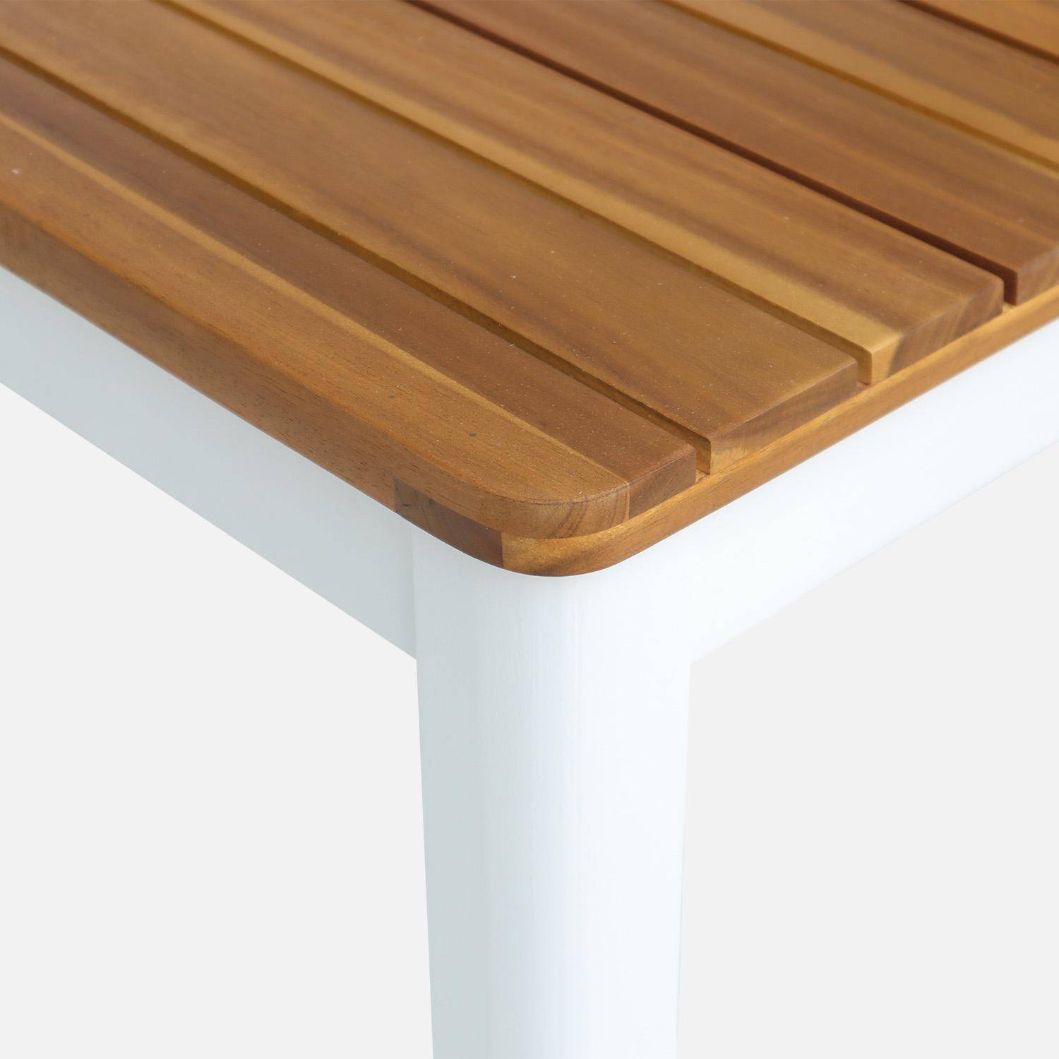 Mesa de jardim de acácia com cantos arredondados, 10 cadeiras, Calena + Senora, Branco, 200x100x75 cm,sweeek,Photo7