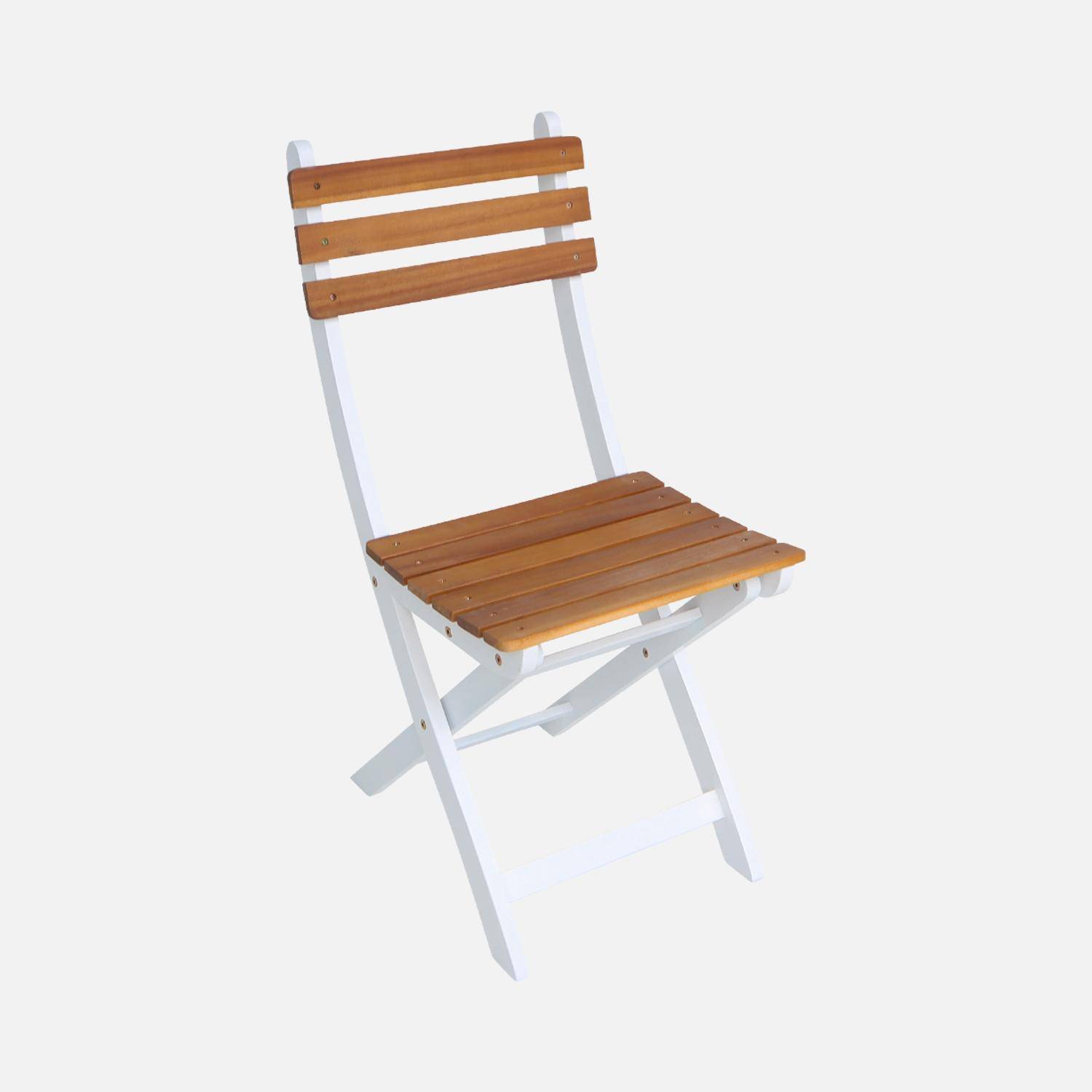 Mesa de jardim de acácia com cantos arredondados, 10 cadeiras, Calena + Senora, Branco, 200x100x75 cm Photo6