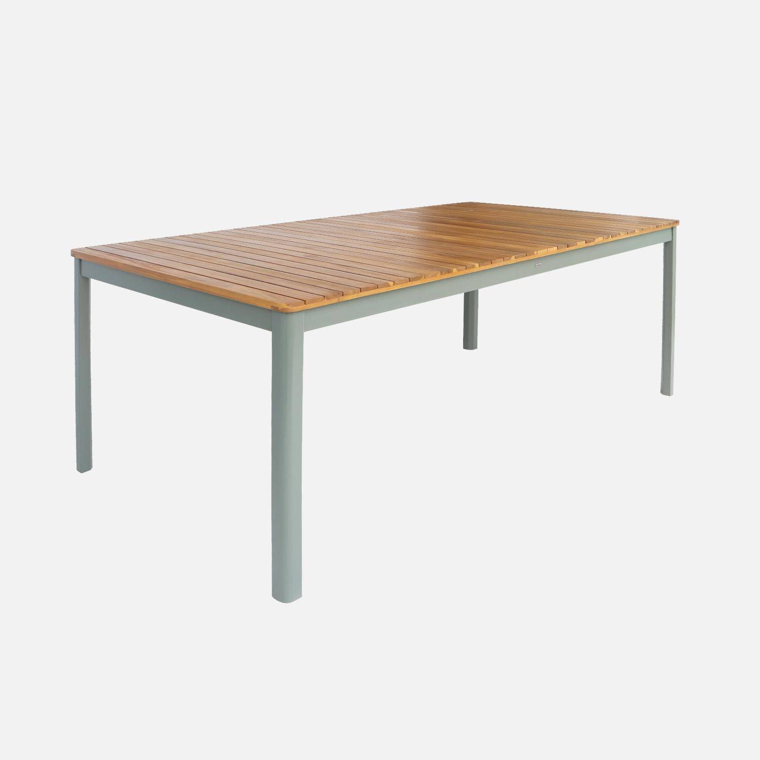 10-seater acacia garden table with rounded corners, Calena + Senora, Khaki Green, 200x100x75 cm Photo5