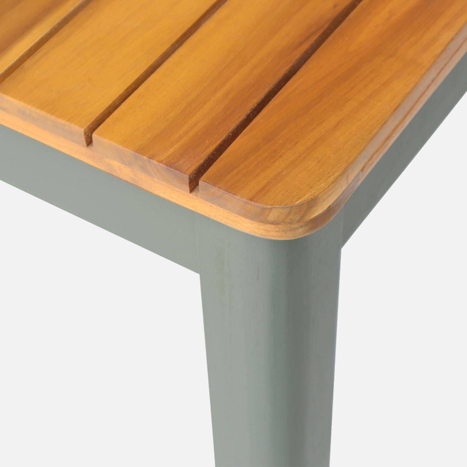 10-seater acacia garden table with rounded corners, Calena + Senora, Khaki Green, 200x100x75 cm Photo7