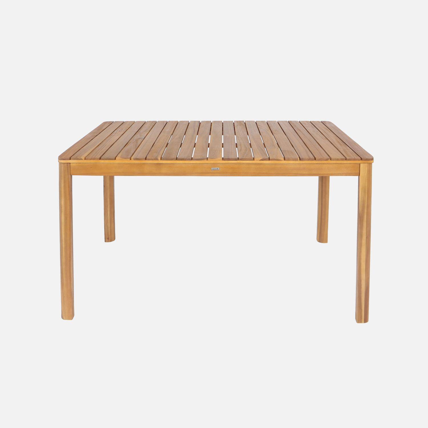 Table de jardin acacia avec coins arrondis, 6 chaises, naturel, 120 x 80 x 75 cm Photo4