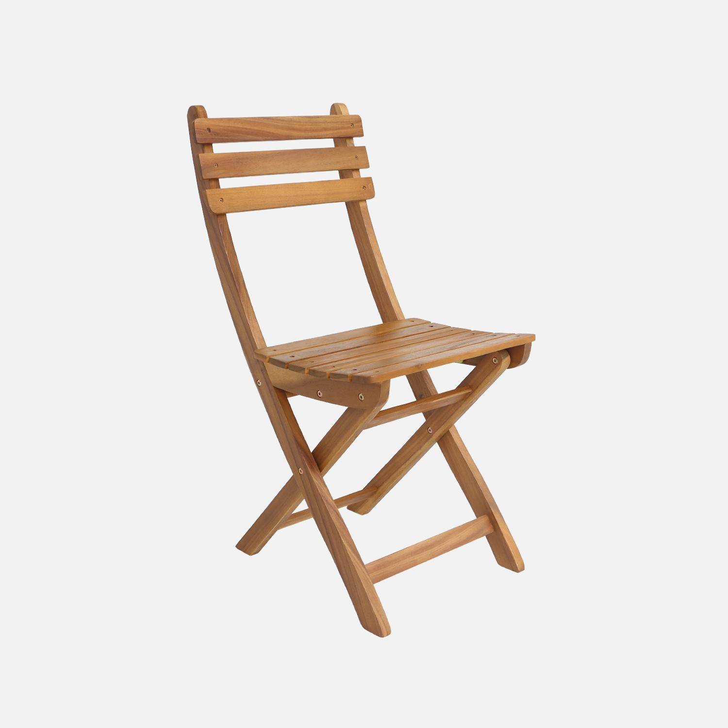 Table de jardin acacia avec coins arrondis, 6 chaises, naturel, 120 x 80 x 75 cm Photo5