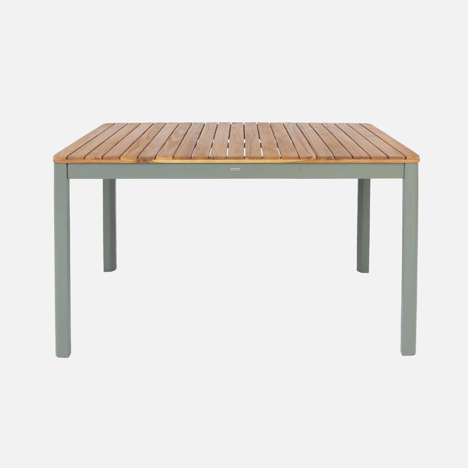 6-seater acacia garden table with rounded corners, Calena + Senora, Khaki Green, 120x80x75 cm Photo5