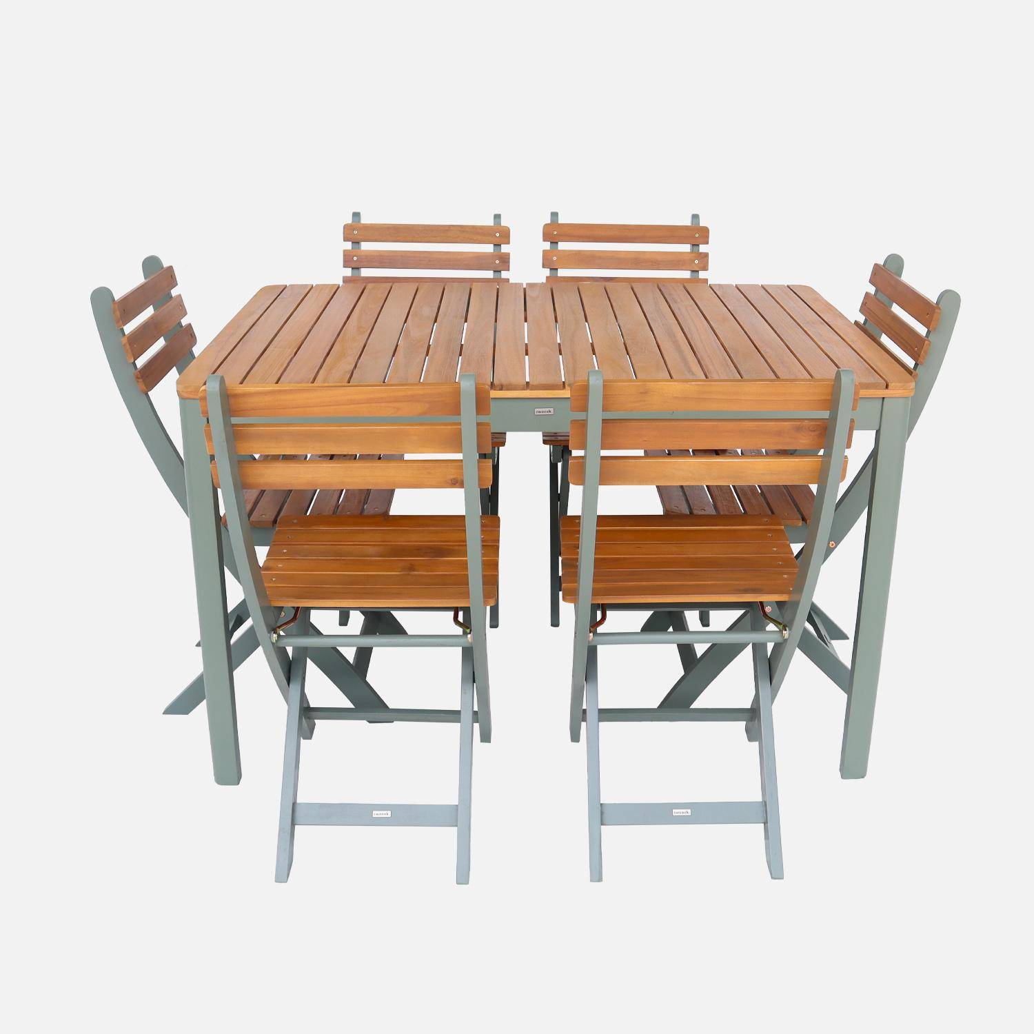6-seater acacia garden table with rounded corners, Calena + Senora, Khaki Green, 120x80x75 cm Photo4