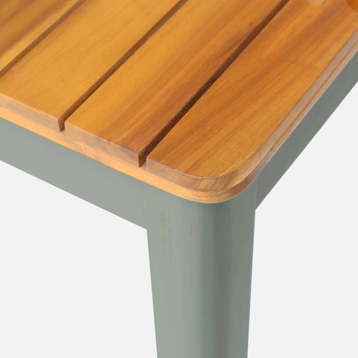 6-seater acacia garden table with rounded corners, Calena + Senora, Khaki Green, 120x80x75 cm Photo7